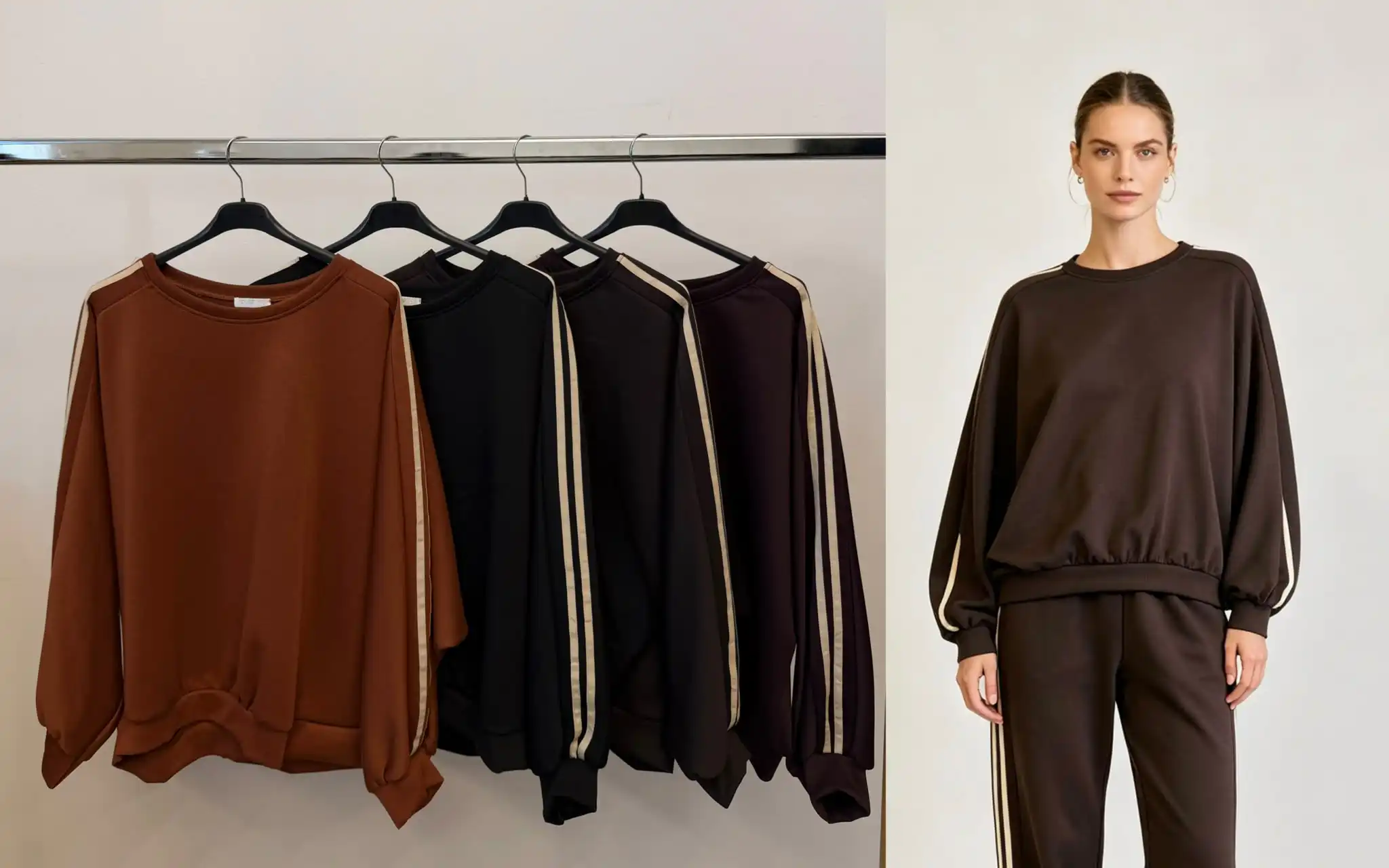 Oversize mikina s lampasy