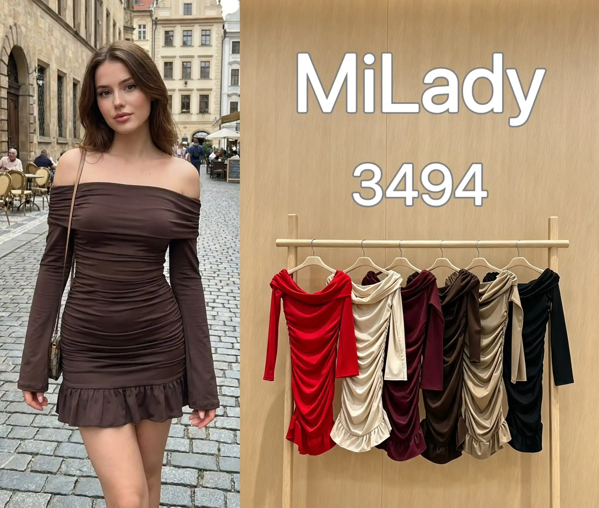 Mini přiléhavé šaty off-shoulder