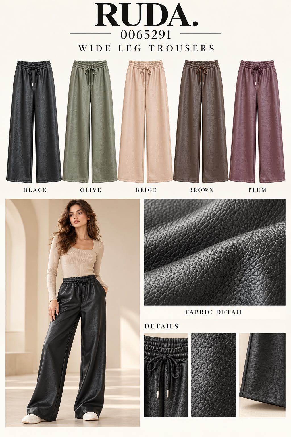 Wide leg kalhoty s elastickým pasem