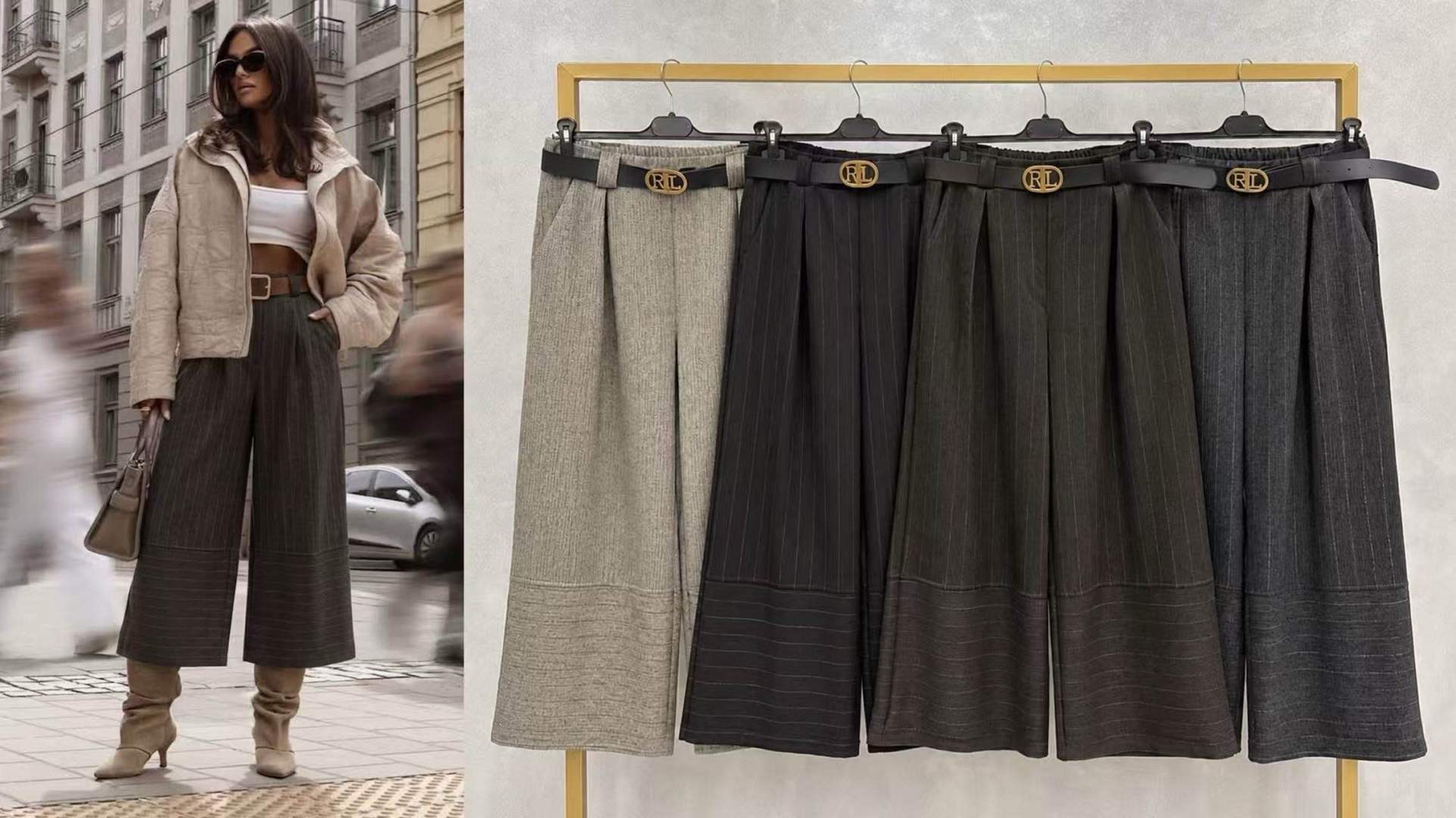 Široké kalhoty culotte s plisováním