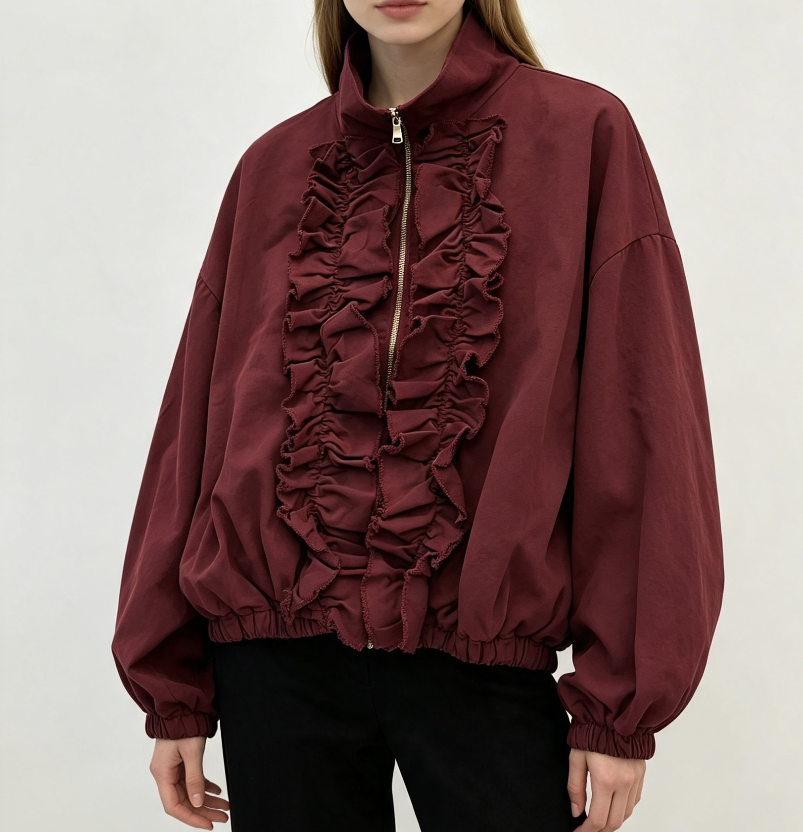Oversize bomber bunda s volánky
