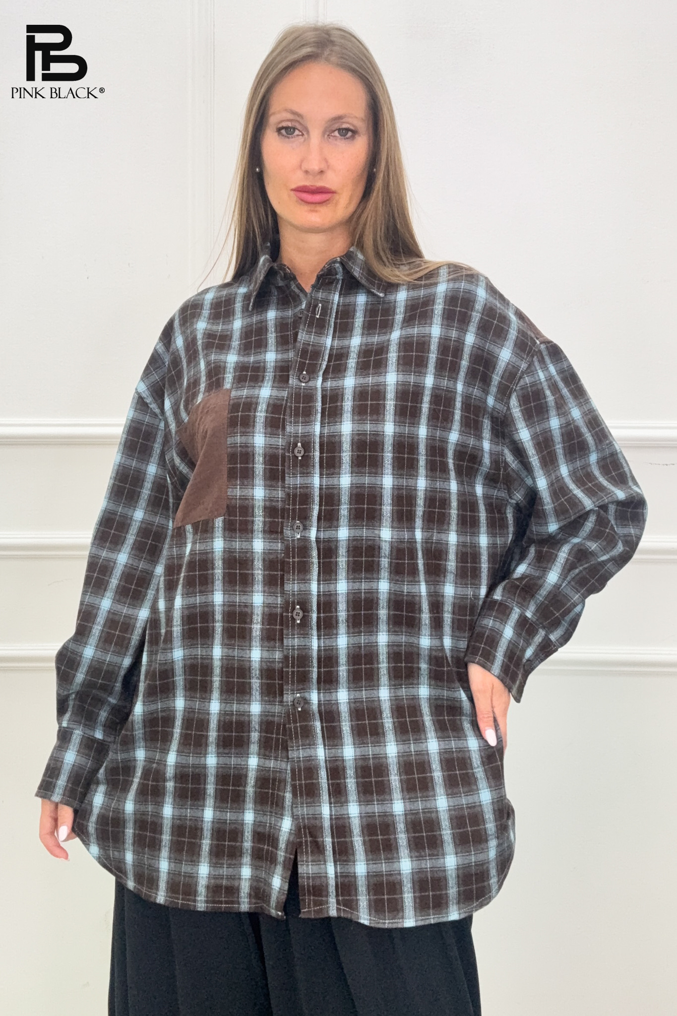 Oversize prodloužená košile s kostkou