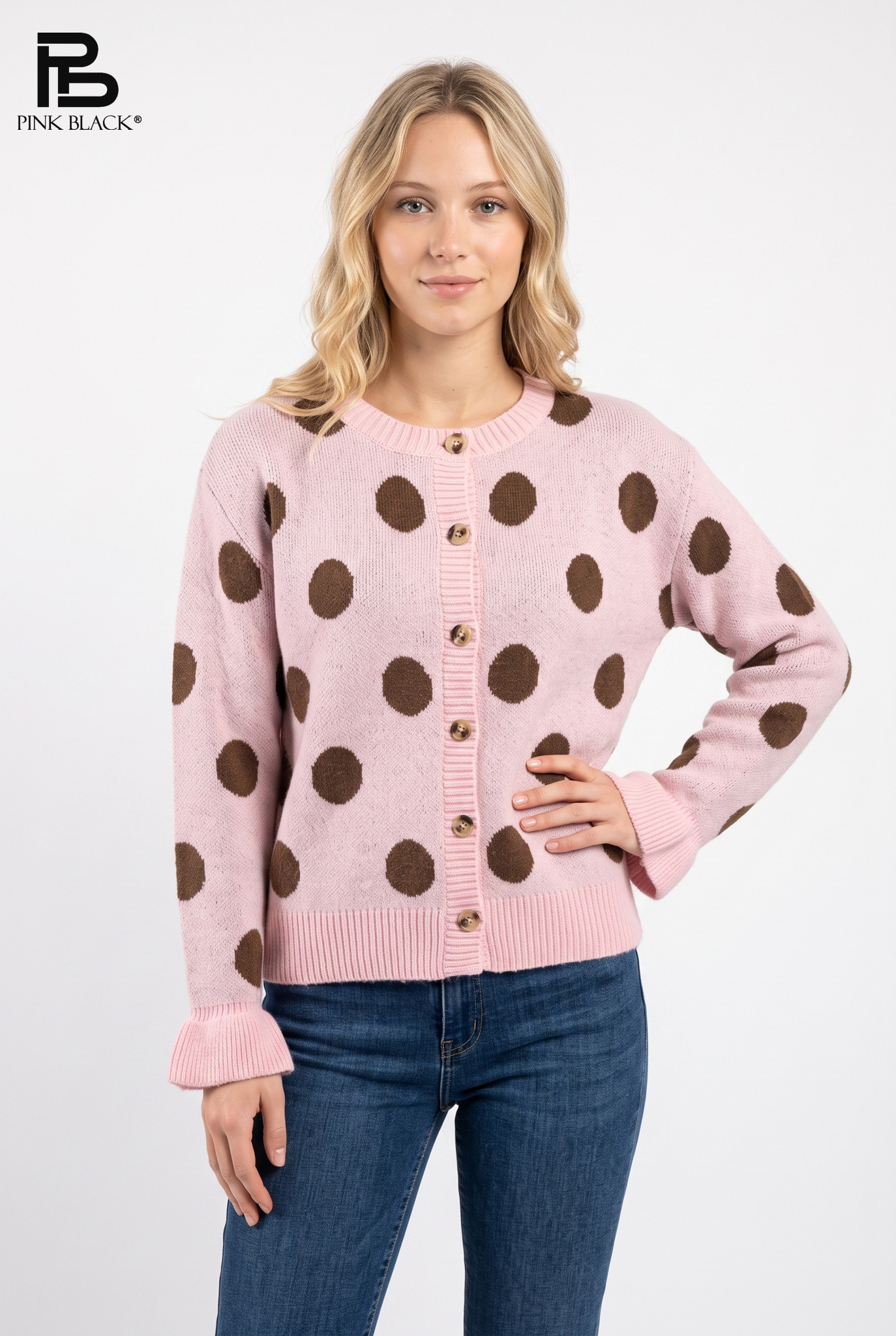 Cardigan s velkými puntíky