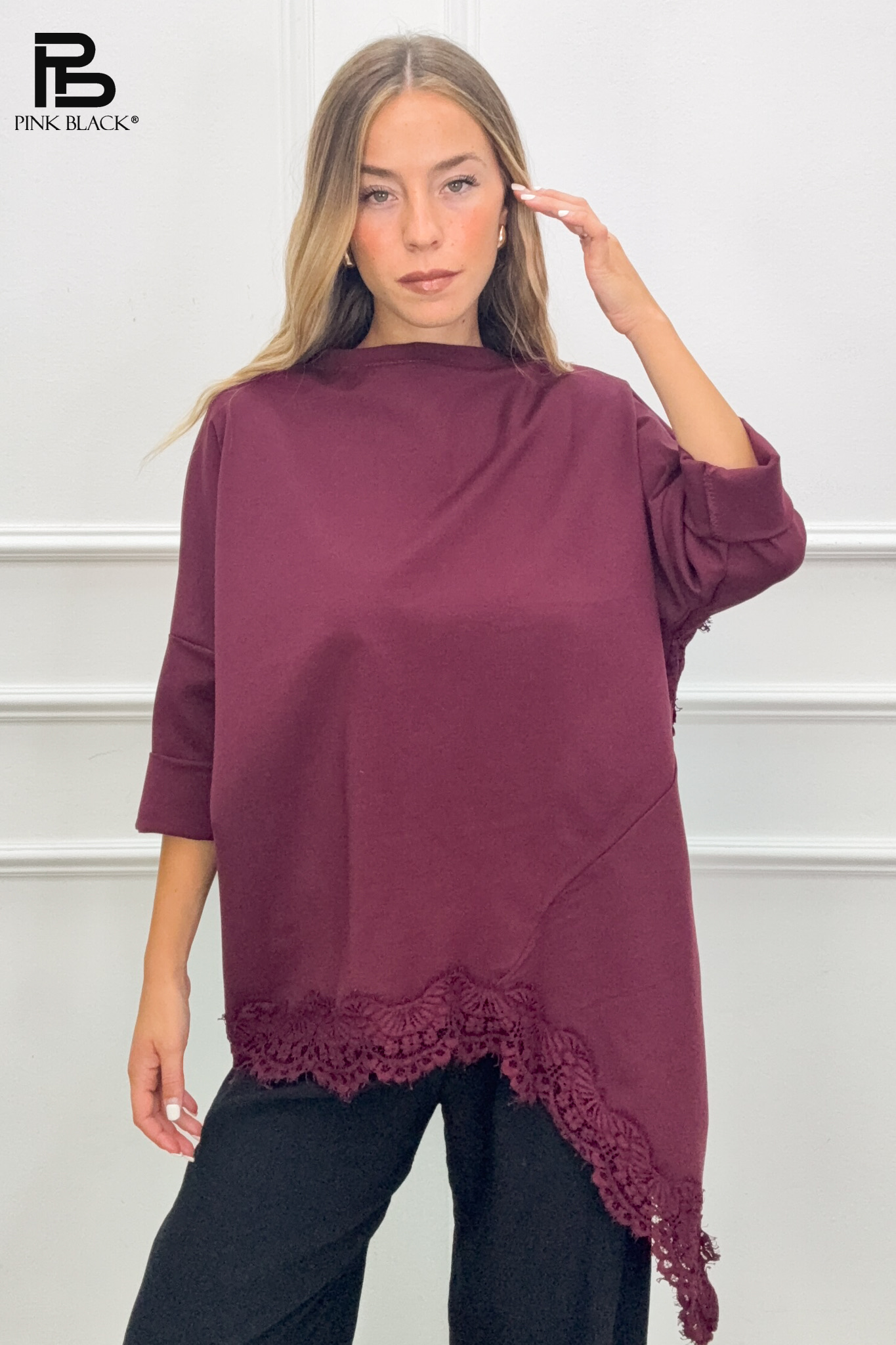 Oversize top s krajkou