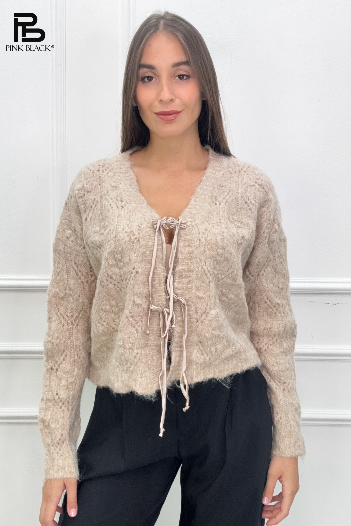 Cardigan s vázáním do mašle