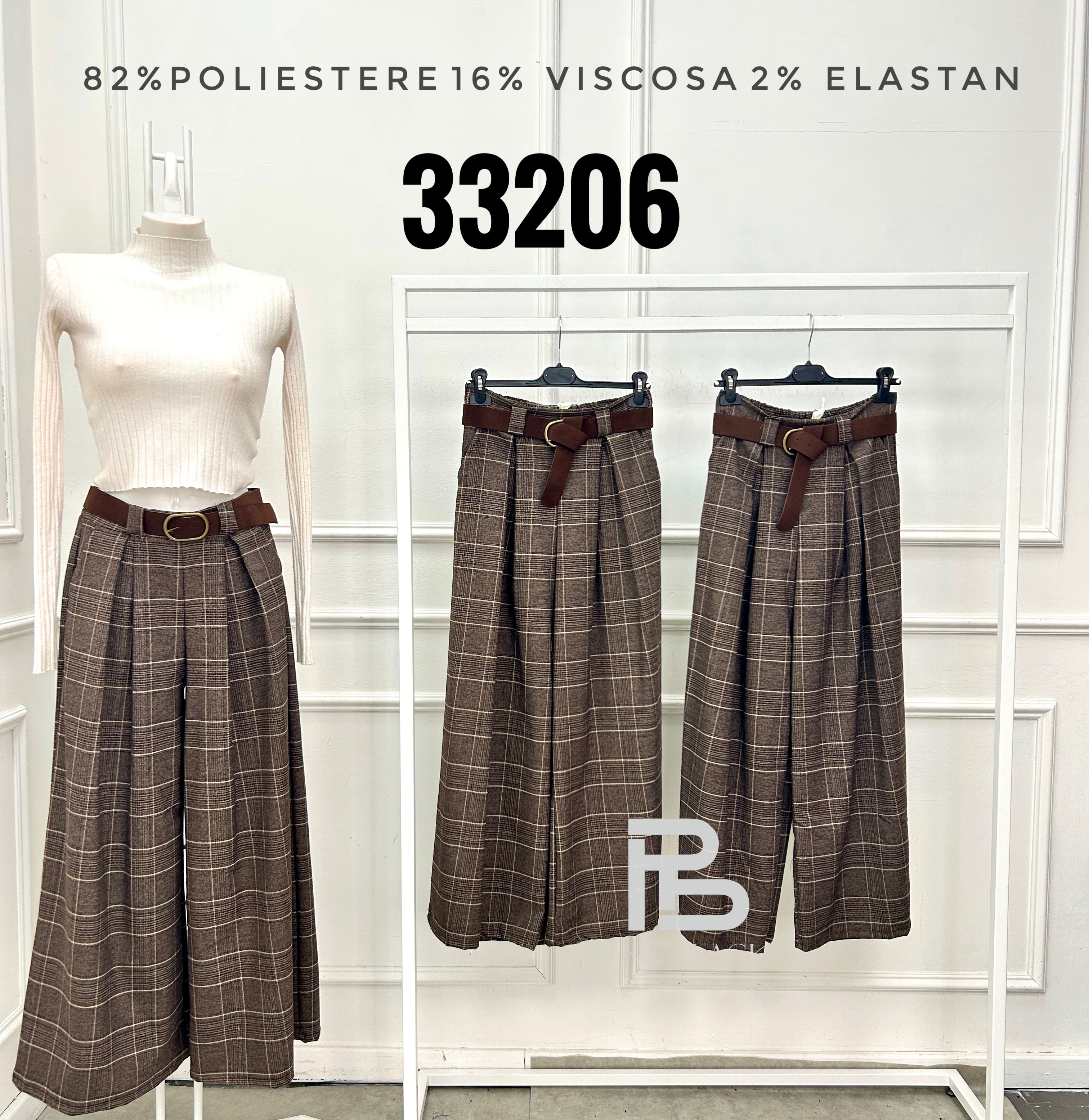 Kostkované široké kalhoty