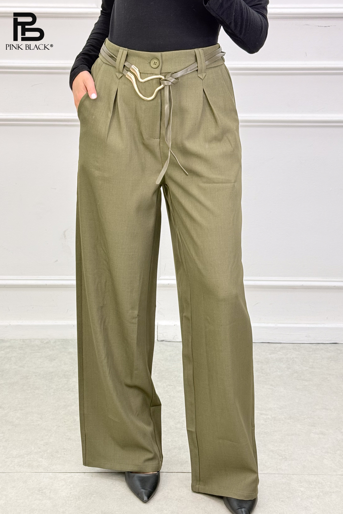 Kalhoty Wide Leg s Páskem