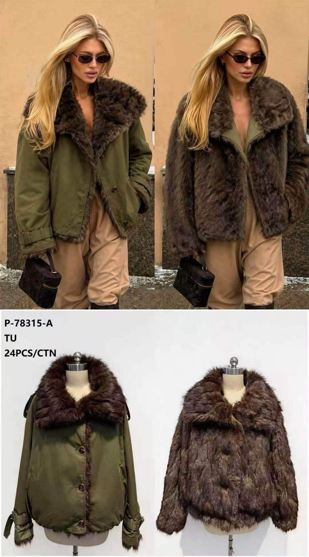 Bunda s nadýchaným límcem