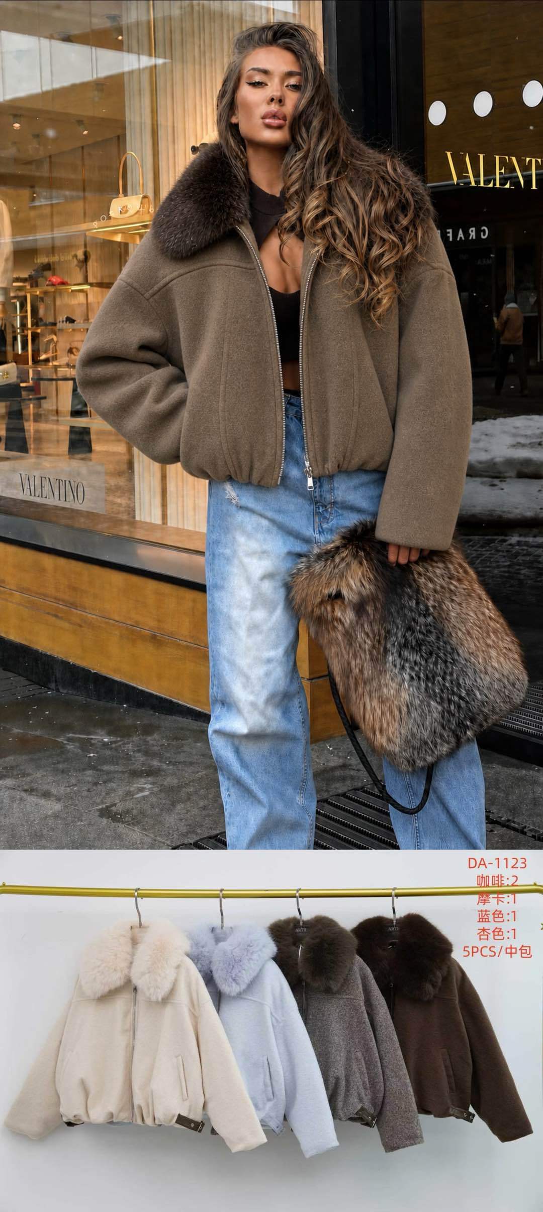 Oversize bunda s kožíškovým límcem