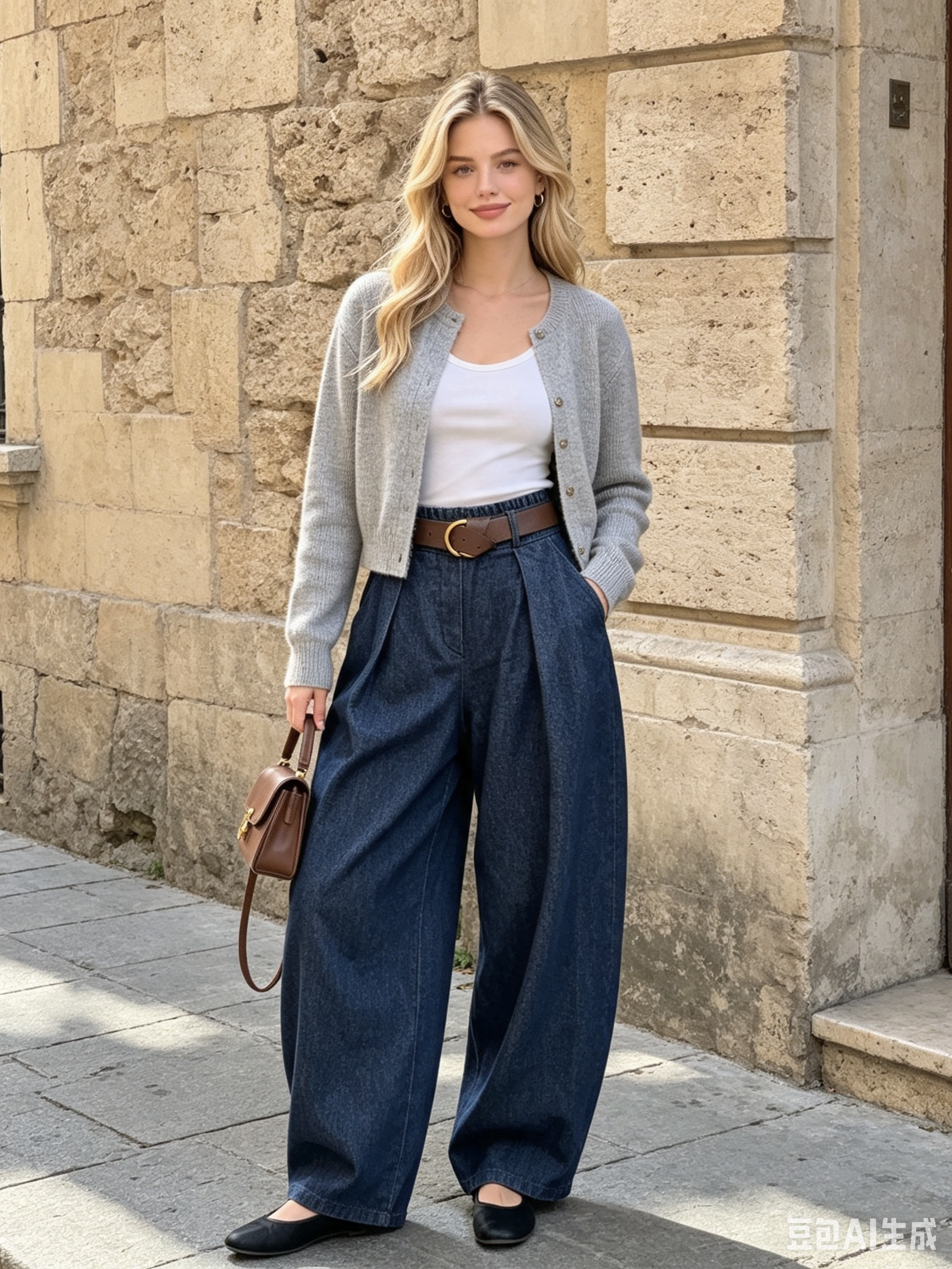 Kalhoty Wide Leg s Kapsami