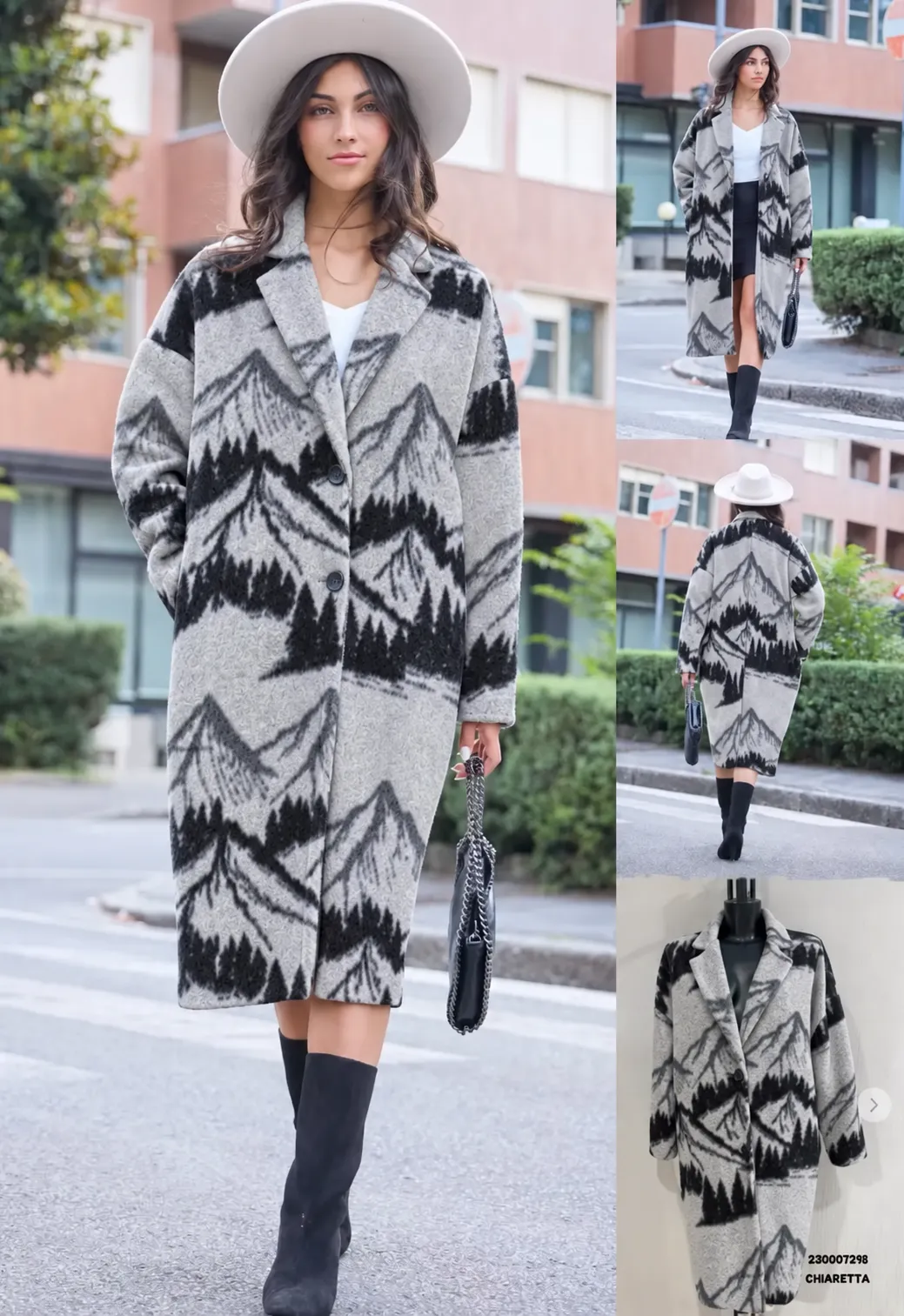 Oversize midi kabát s klopami
