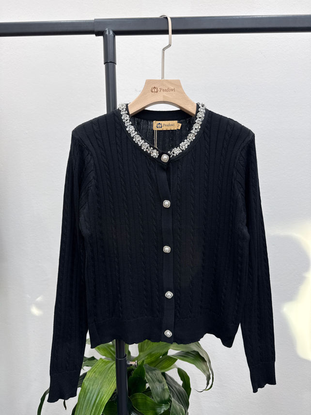 Cardigan s ozdobným výstřihem