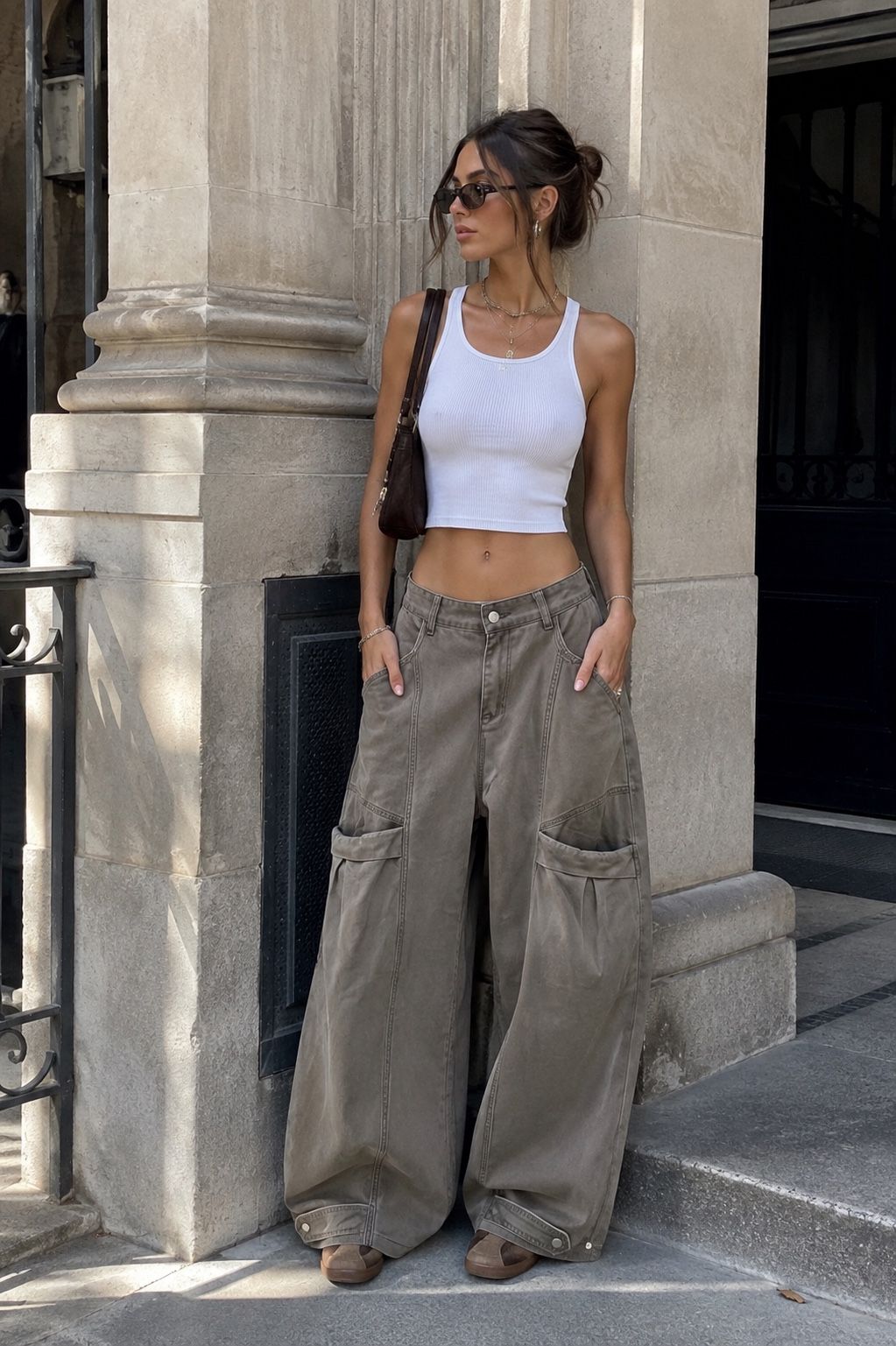 Kalhoty Wide Leg s Kapsami