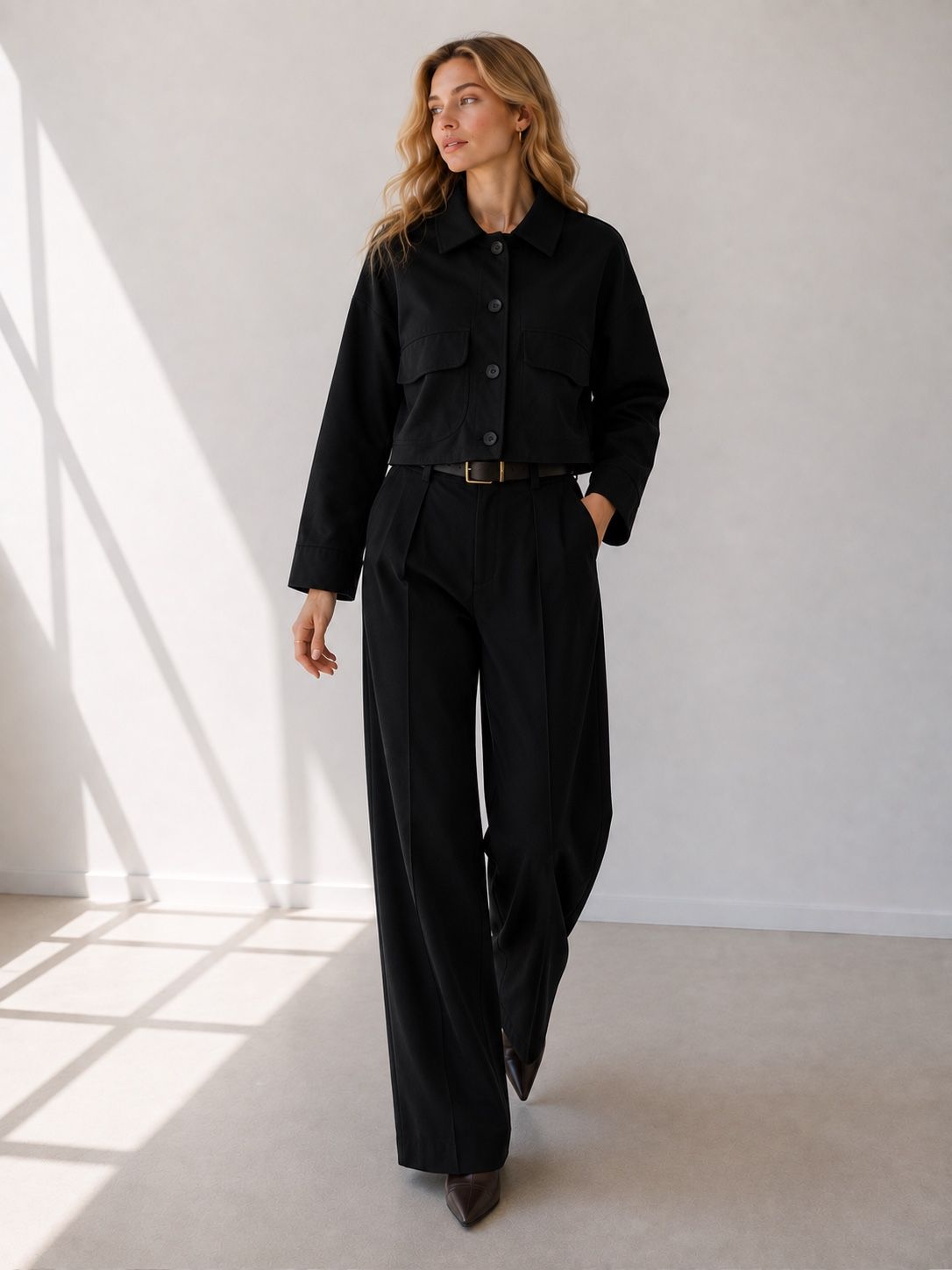 Oversize zkrácená bunda s límcem