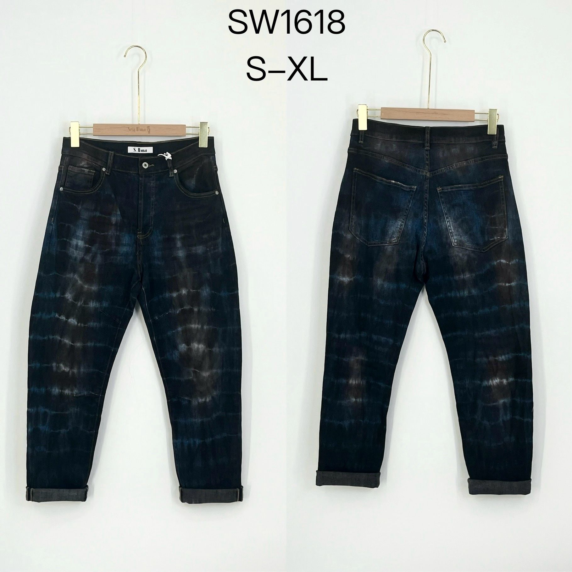 Džíny Regular rovný střih s tie‑dye efektem