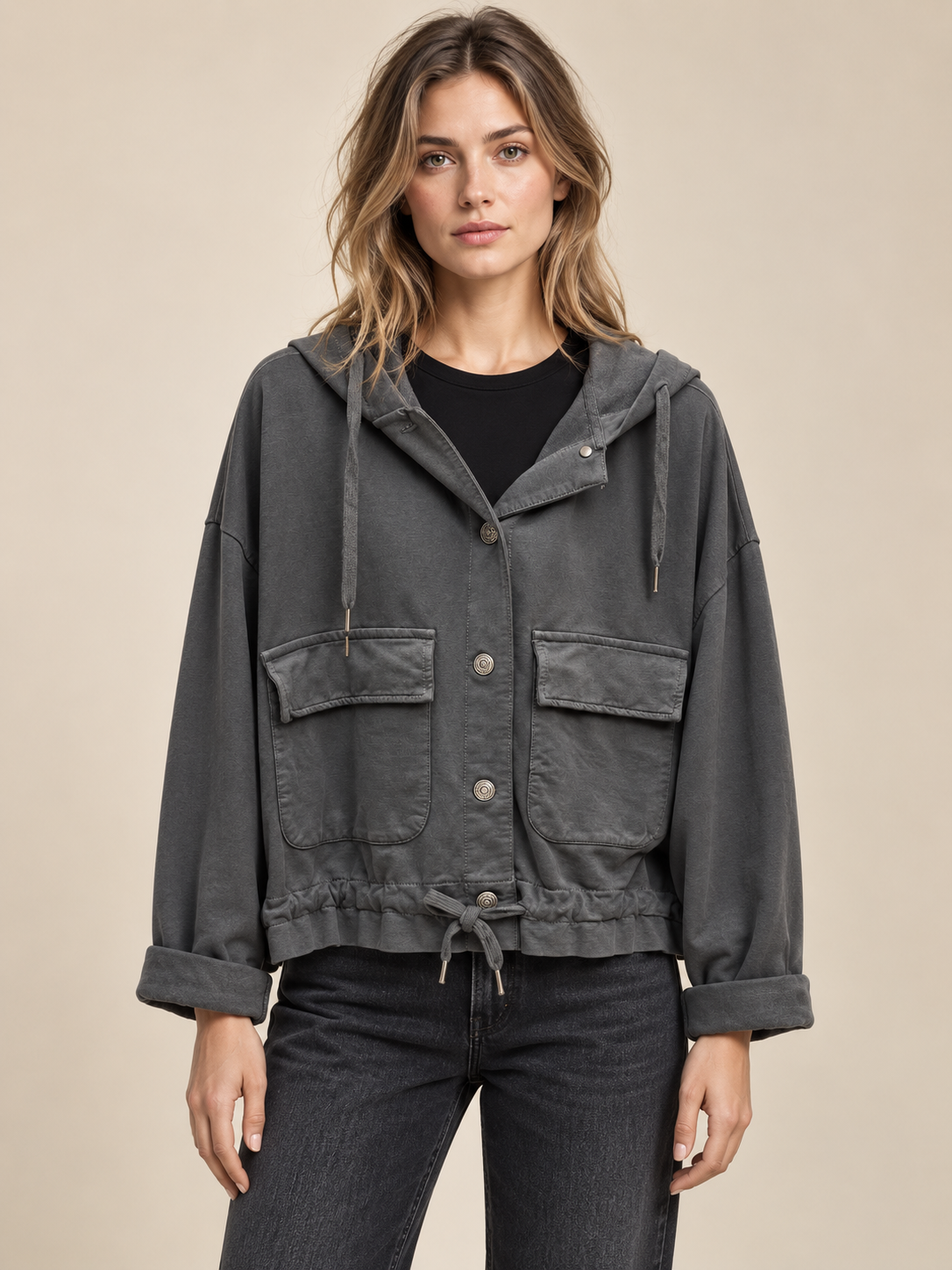 Oversized bunda s kapucí