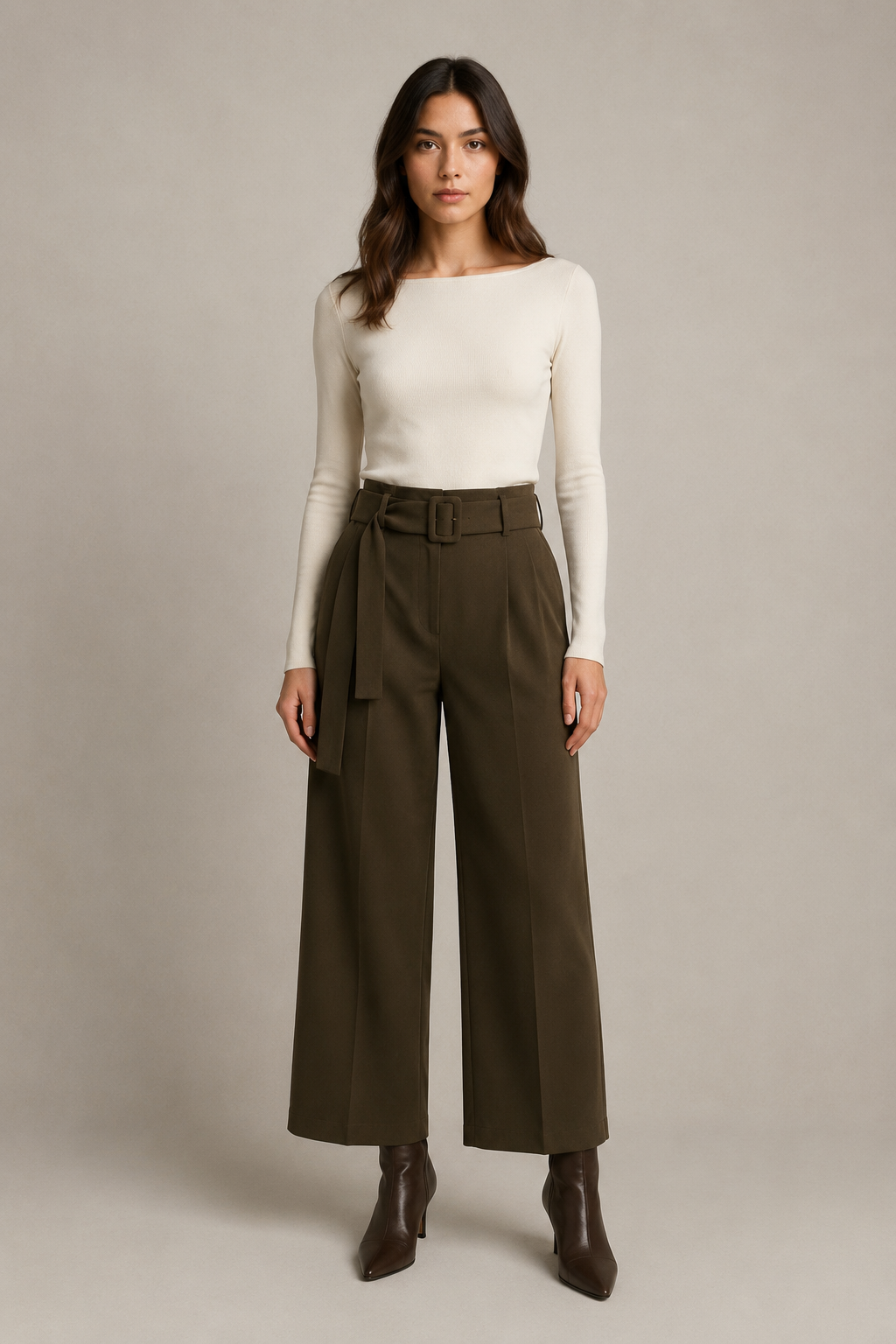 Kalhoty wide-leg s pásem