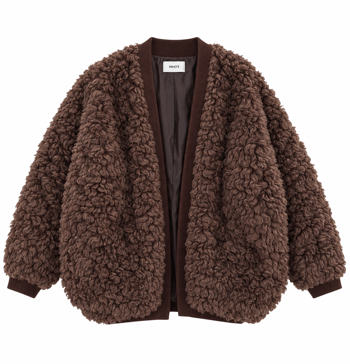Oversize teddy kabát s výstřihem do V