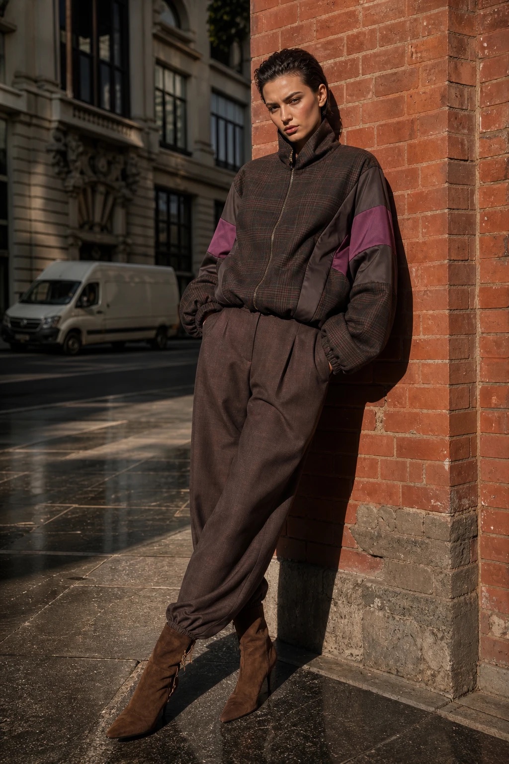 Oversize bomber bunda se vzorem kostky
