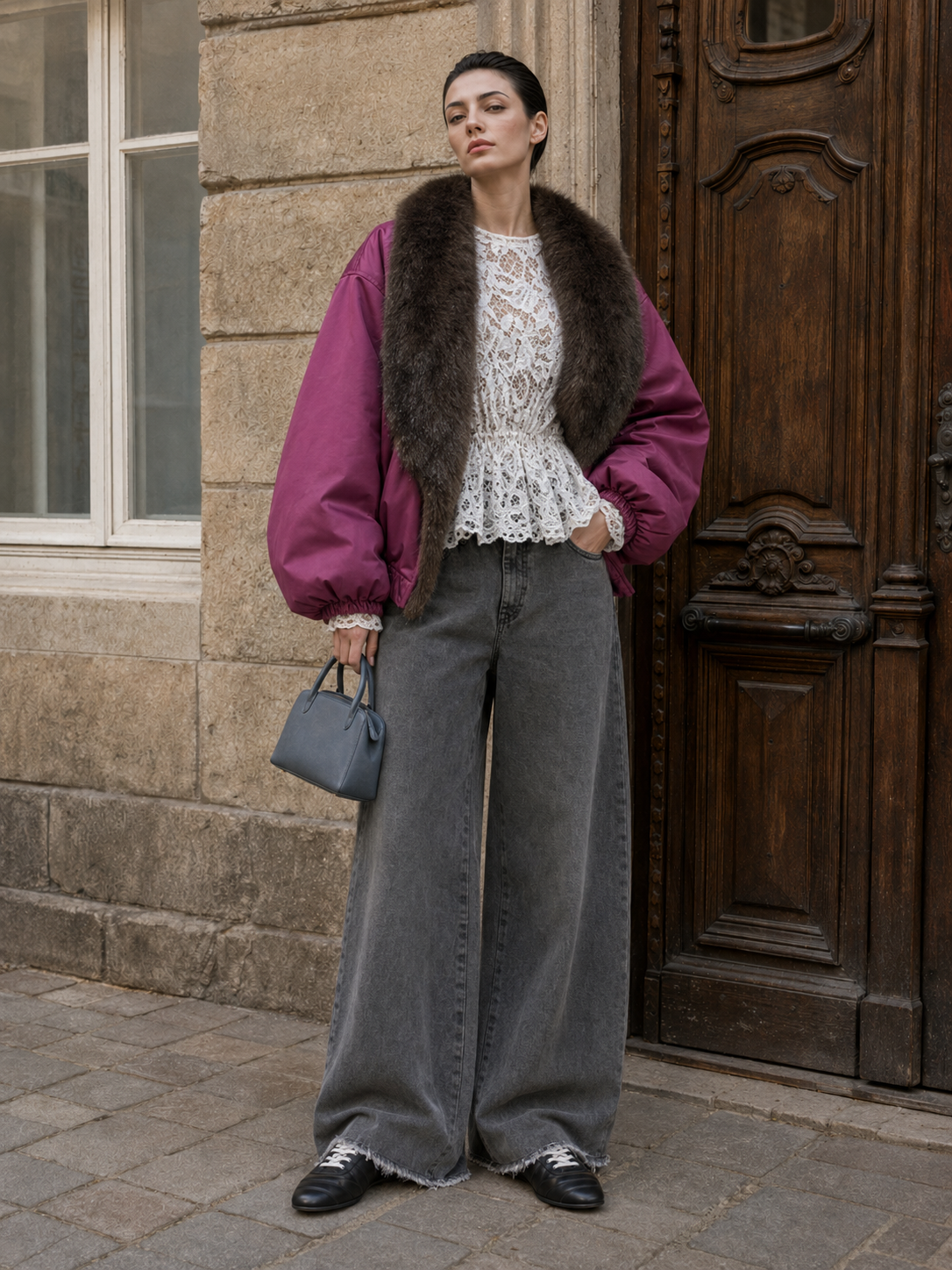 Oversize bunda s nápadným límcem