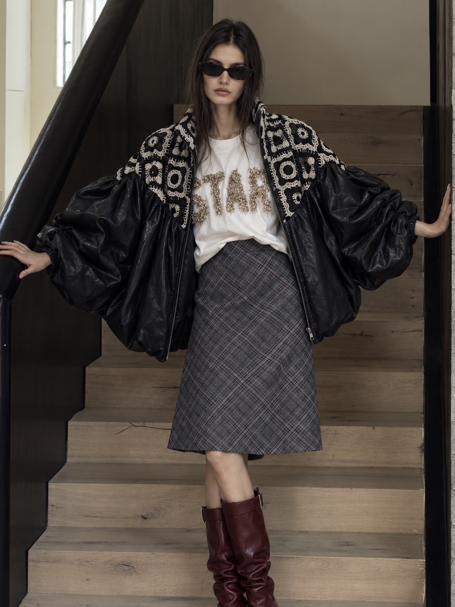Oversize bomber bunda s vysokým límcem