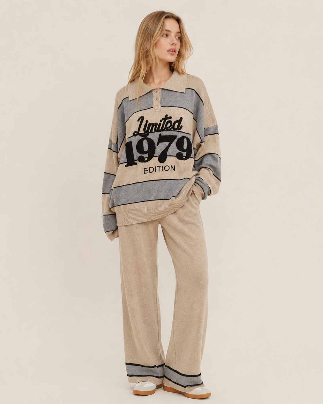 Oversize polo komplet s elastickým pasem