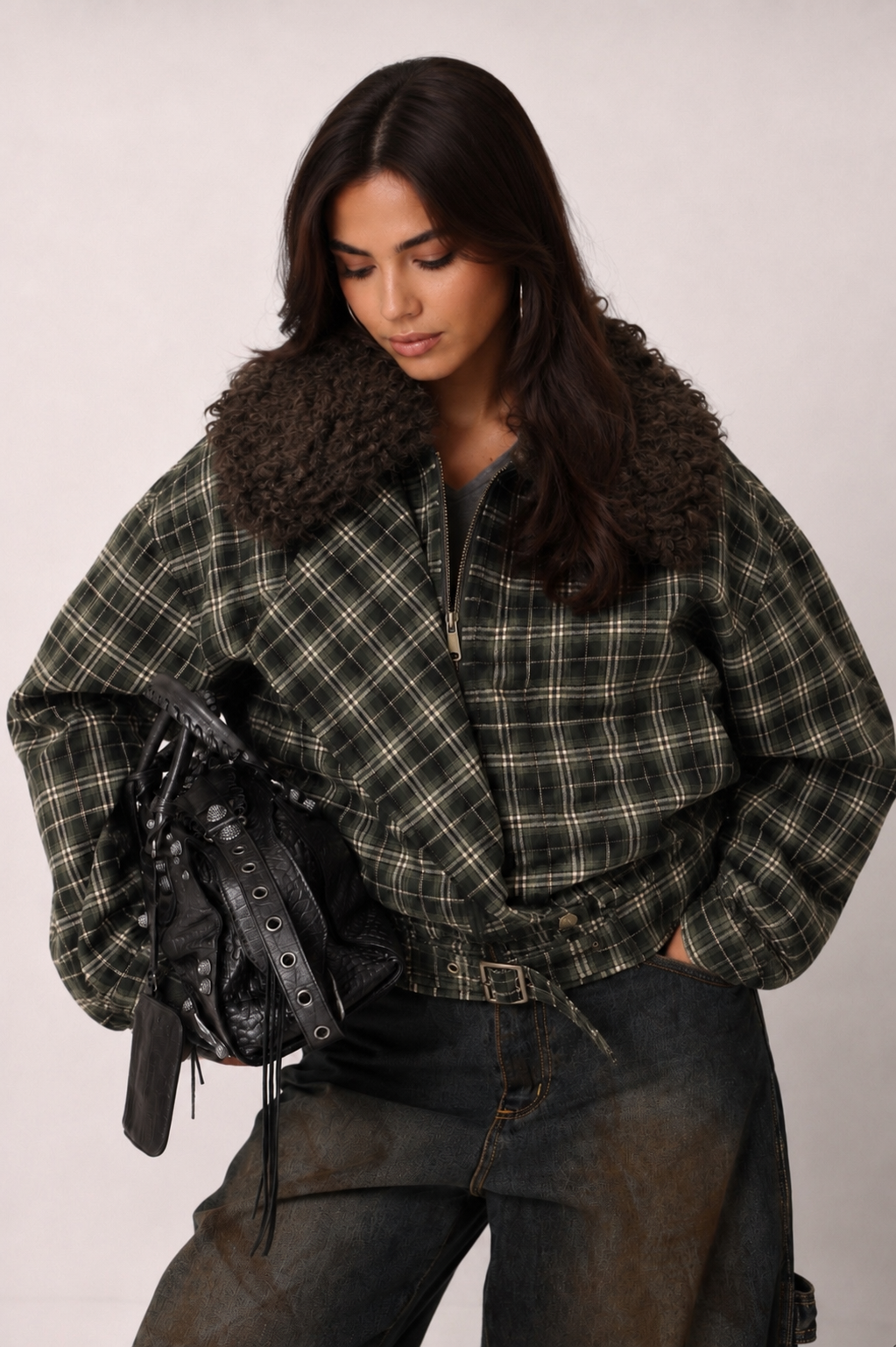 Oversize bunda s páskem