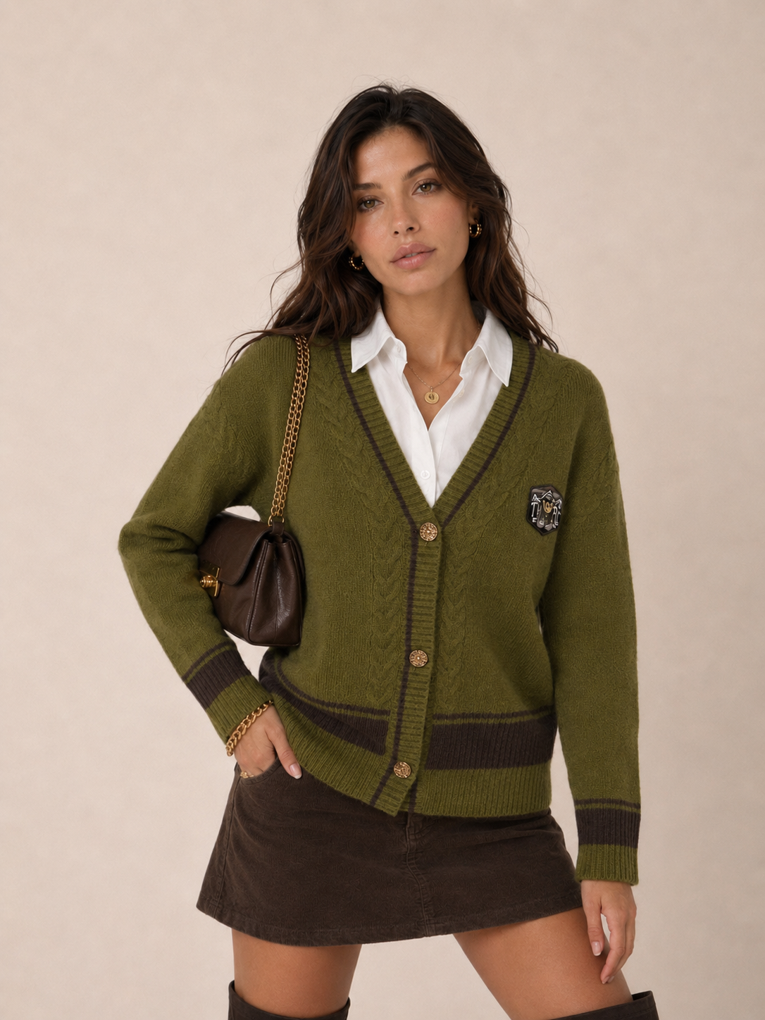 Cardigan s V‑výstřihem Color‑Block