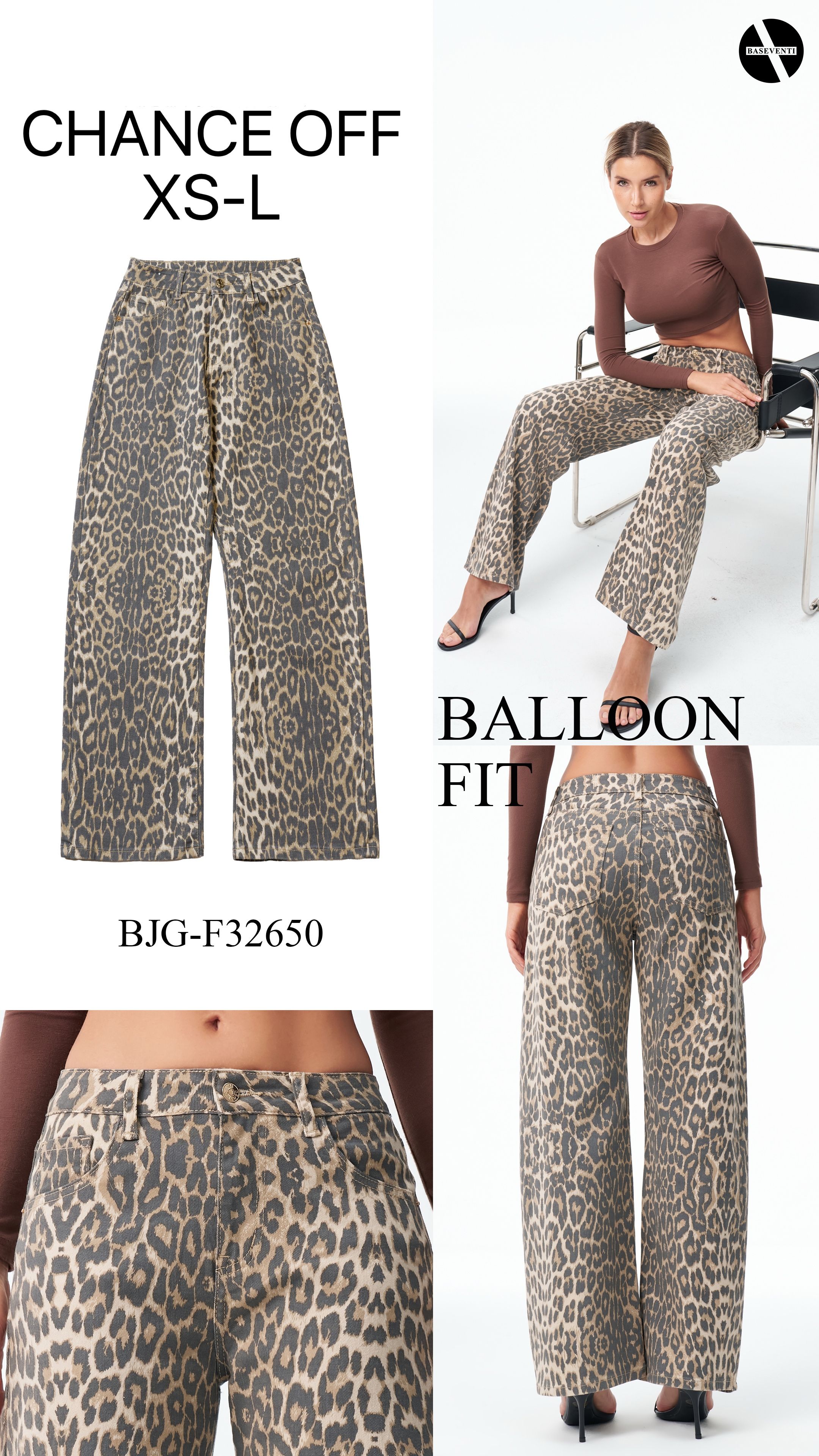 Kalhoty Balloon Fit se vzorem leopard