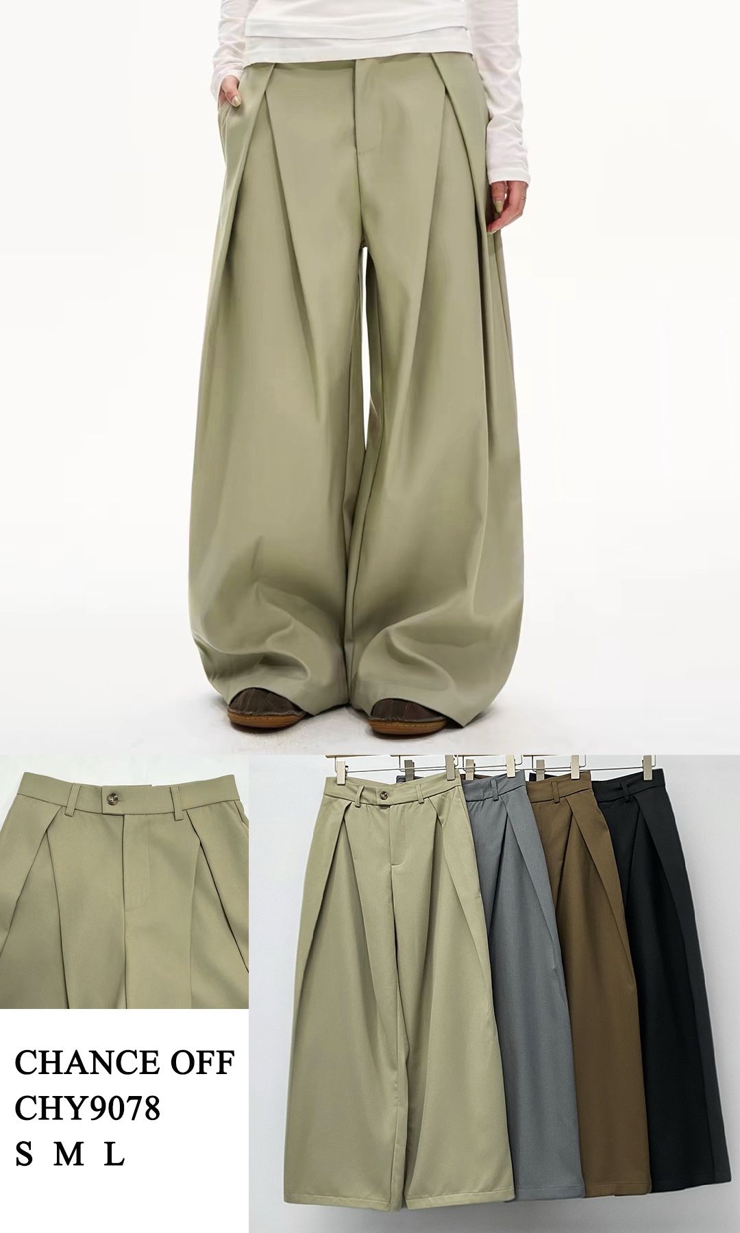 Kalhoty Wide Leg s Plisováním