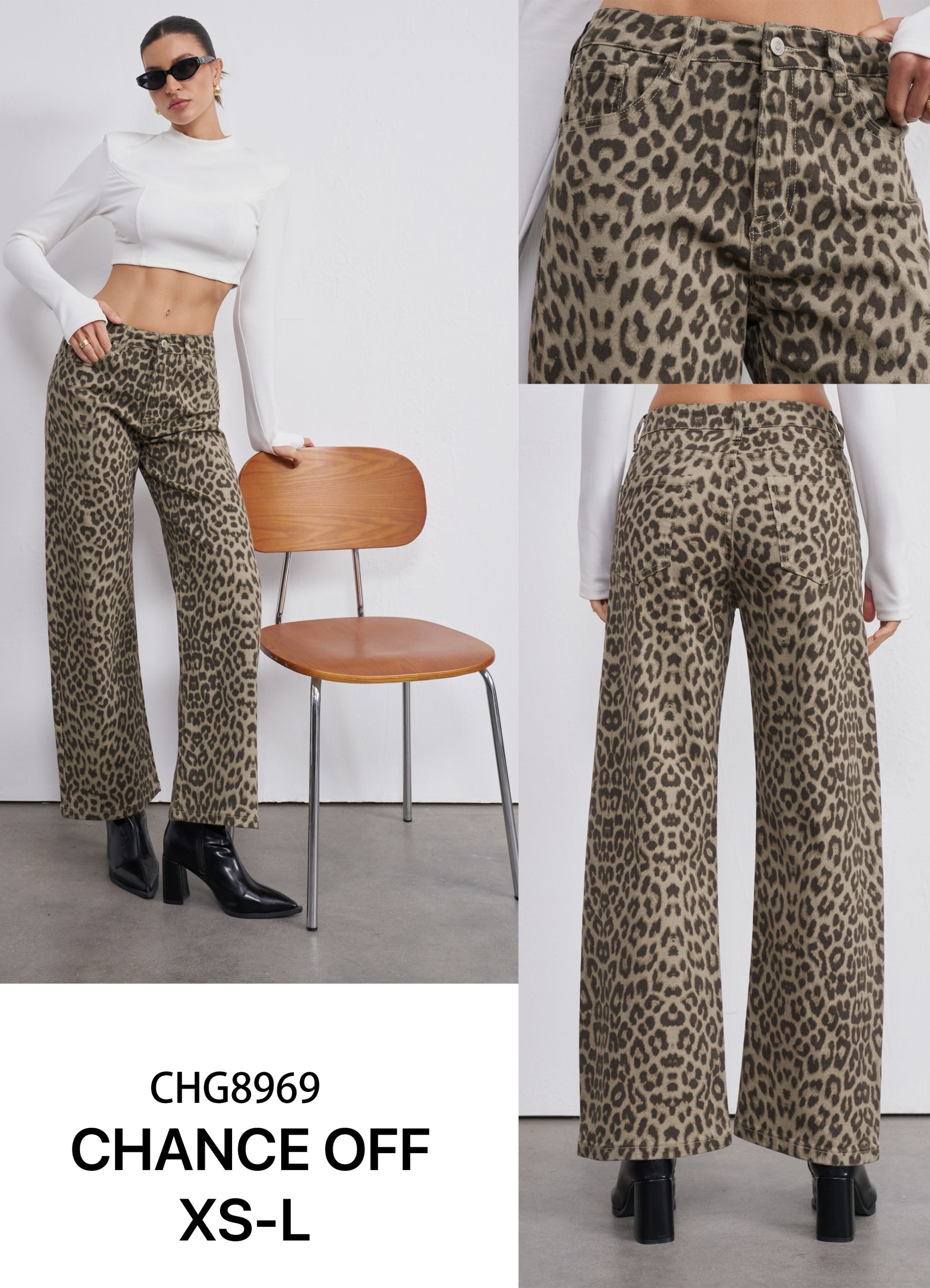 Kalhoty Wide Leg se vzorem tygřího potisku