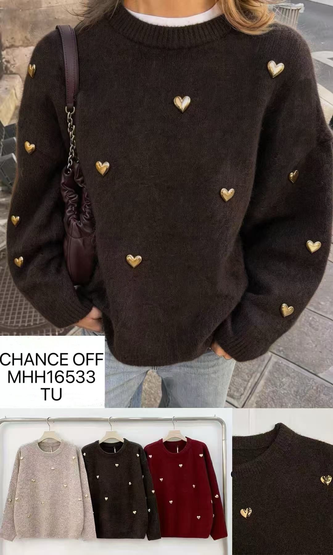 Svetr s ozdobnými cvoky