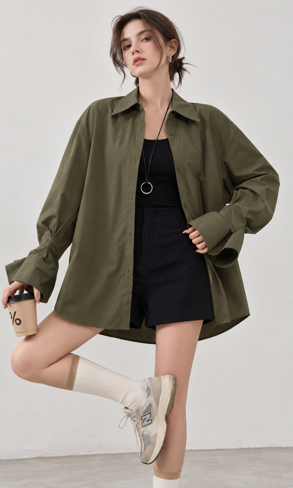 Oversize prodloužená košile s límečkem