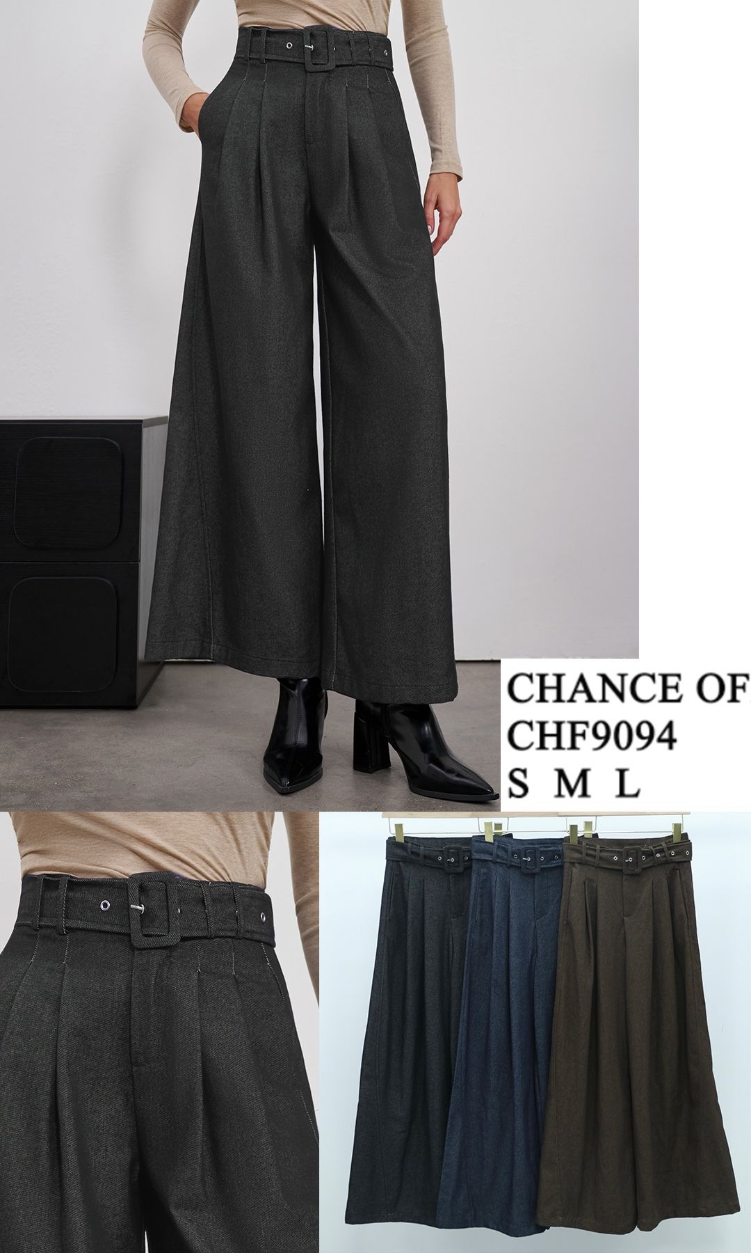 Kalhoty Wide‑Leg s Plisky