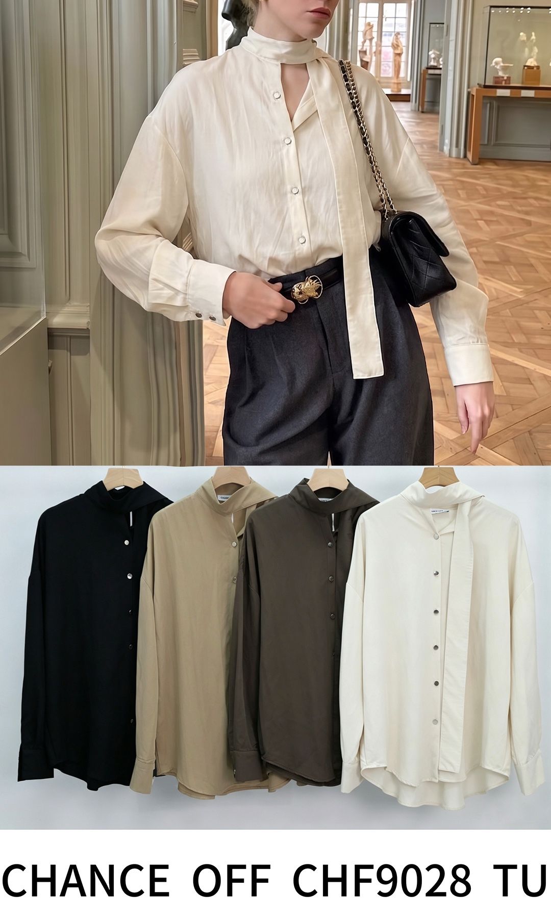 Oversize košilová halenka se stojáčkem