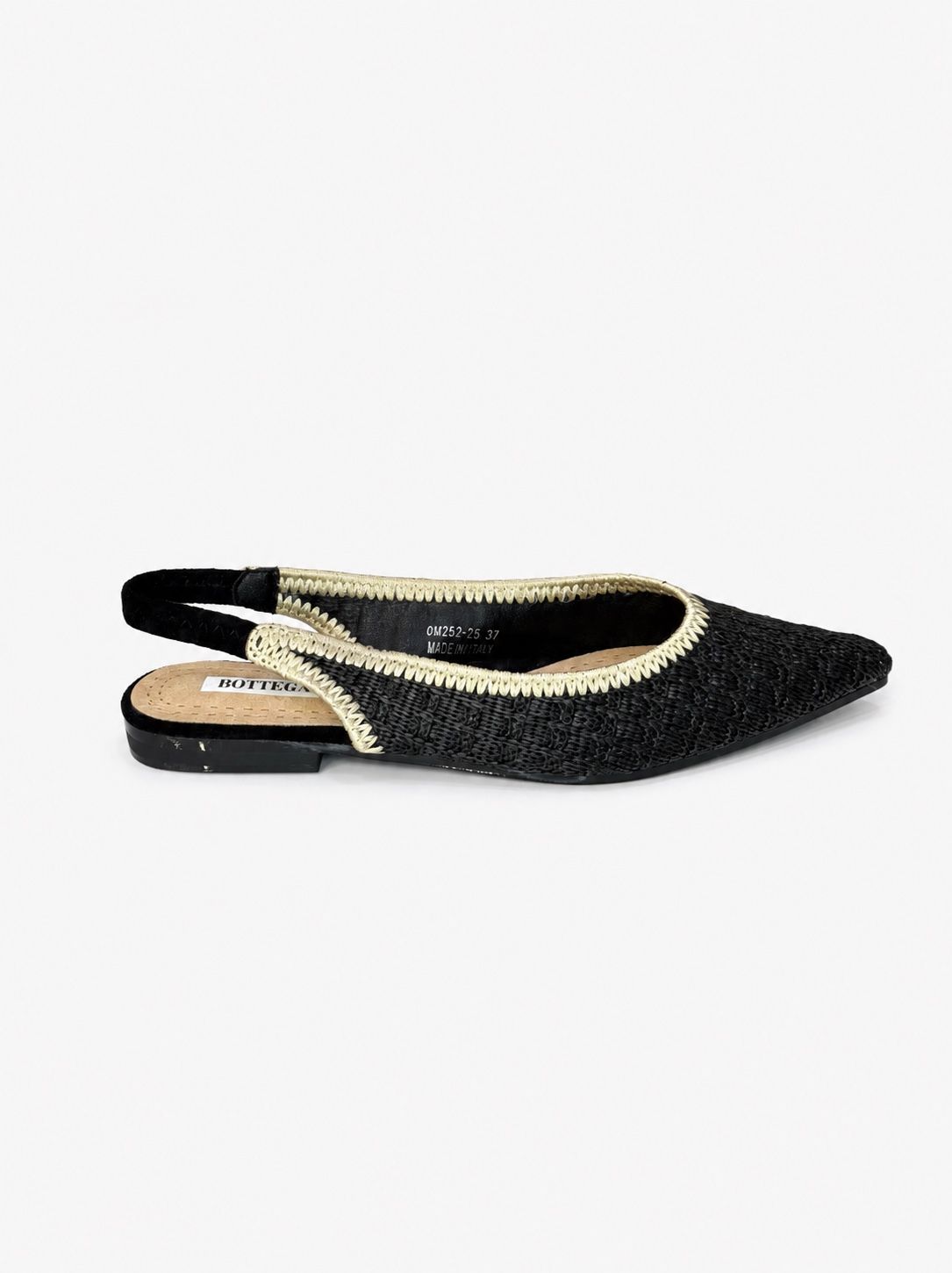 Pletené špičaté baleríny se slingback páskem