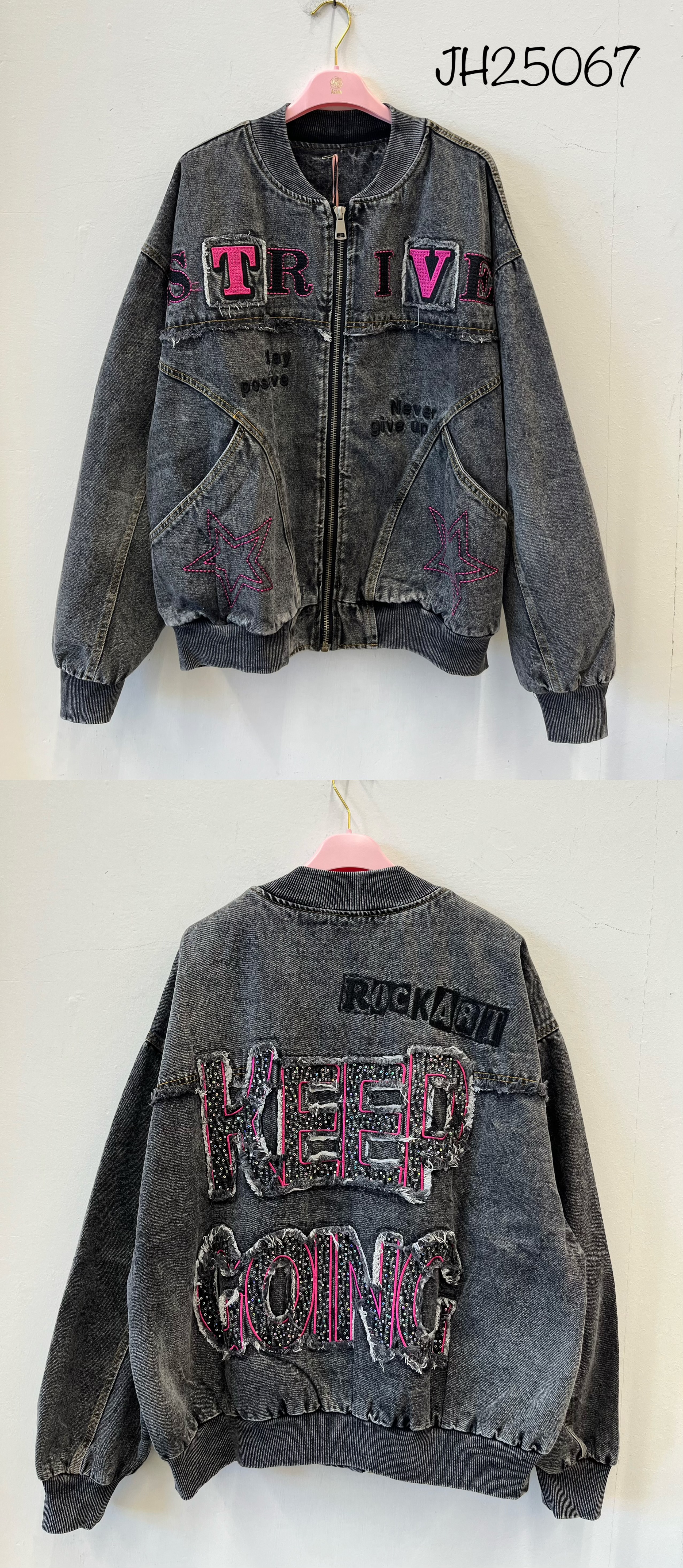 Oversize bomber bunda s nápisy