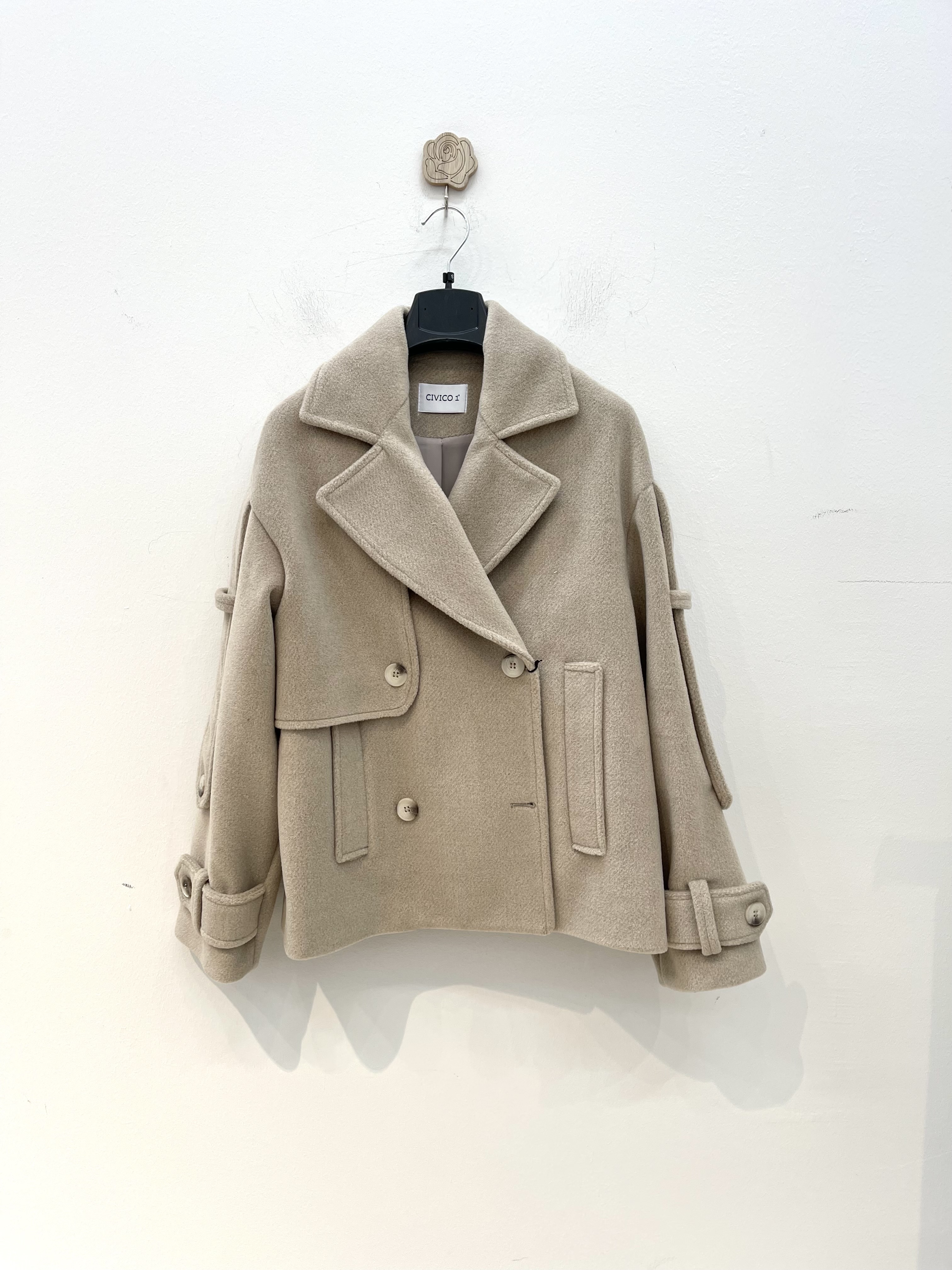 Oversize midi kabát s klopami