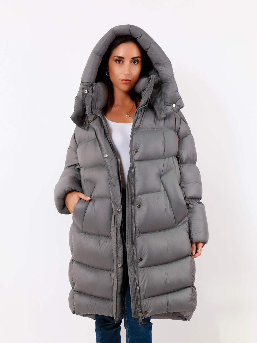 Oversize kabát s kapucí