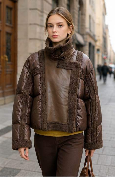Oversize krátká bunda s vysokým stojáčkem