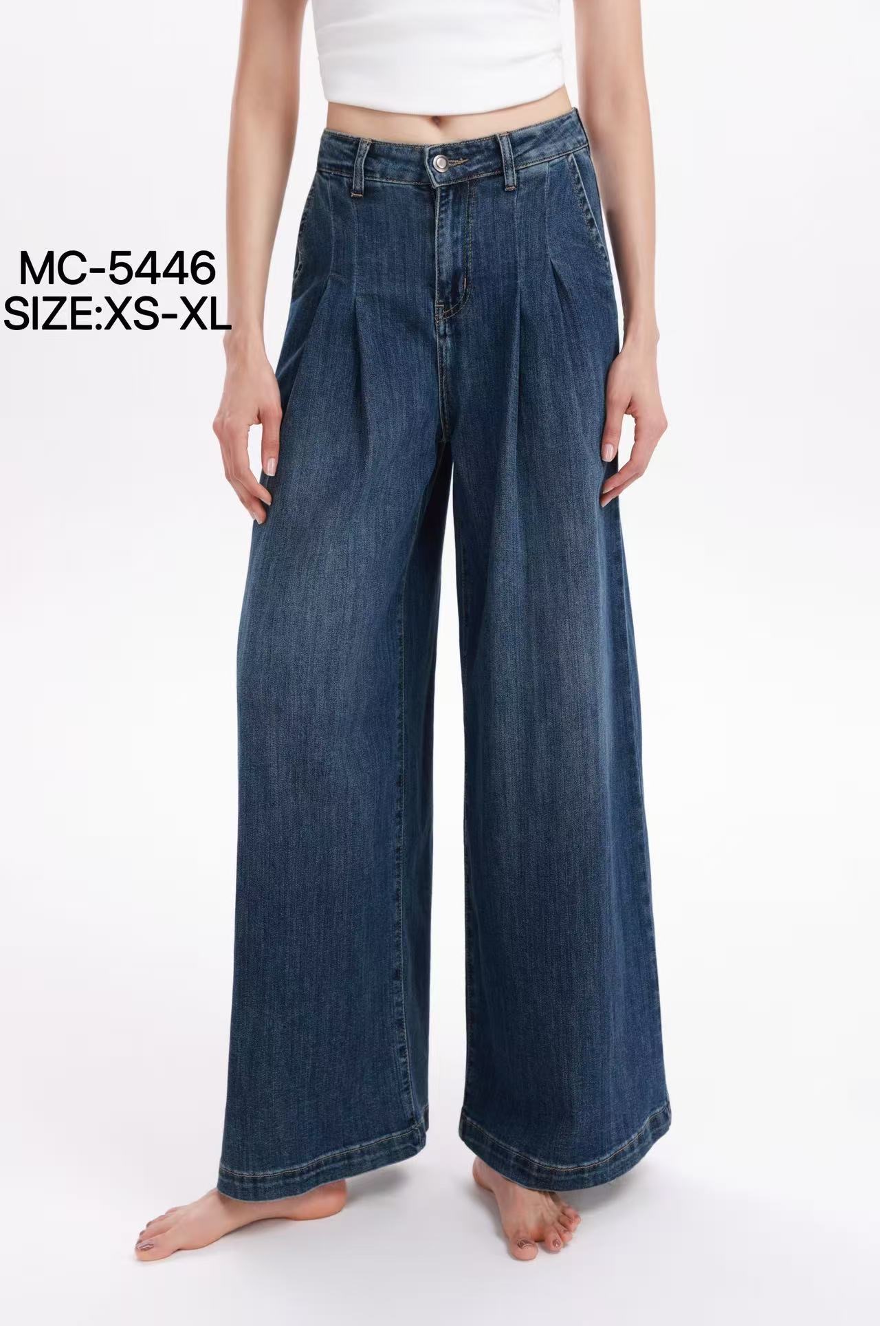 Džíny Wide Leg s Plisováním