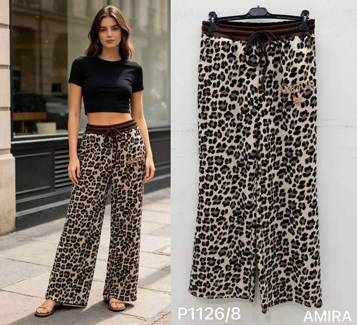 Volné široké kalhoty s leopardím vzorem
