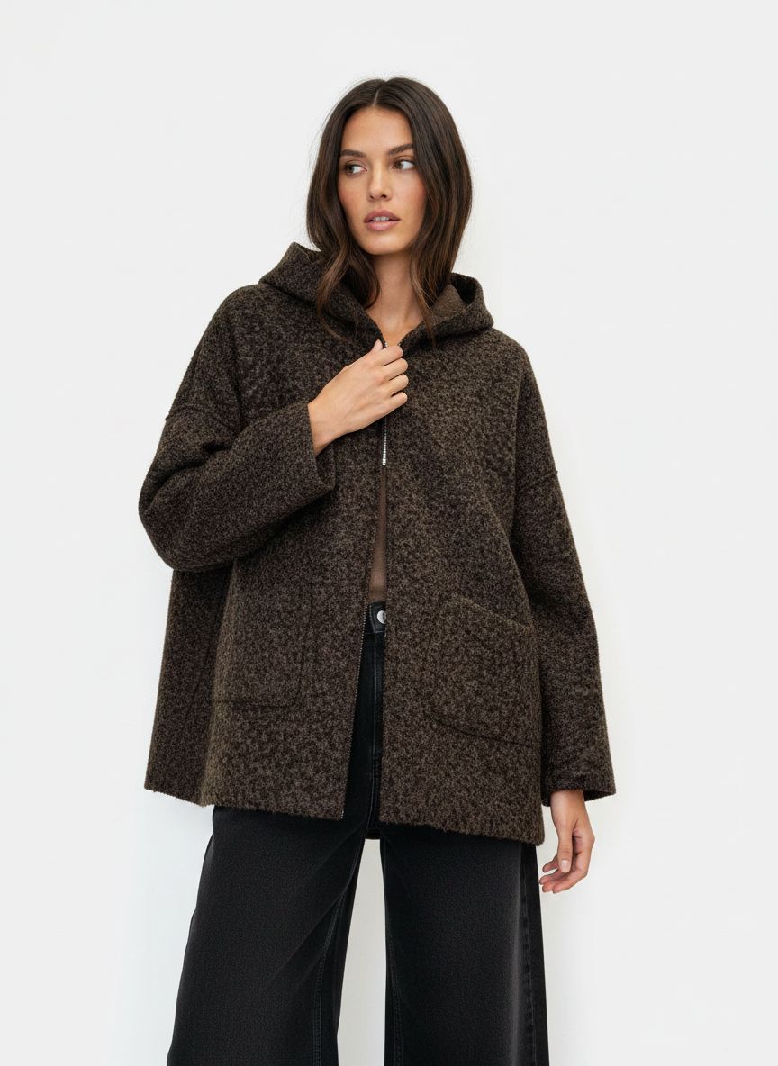 Oversize bunda s kapucí