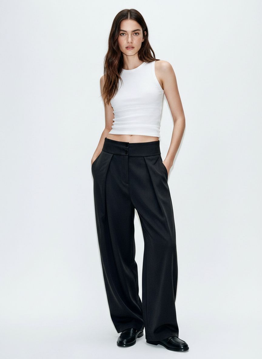 Kalhoty Wide Leg s Plochémi