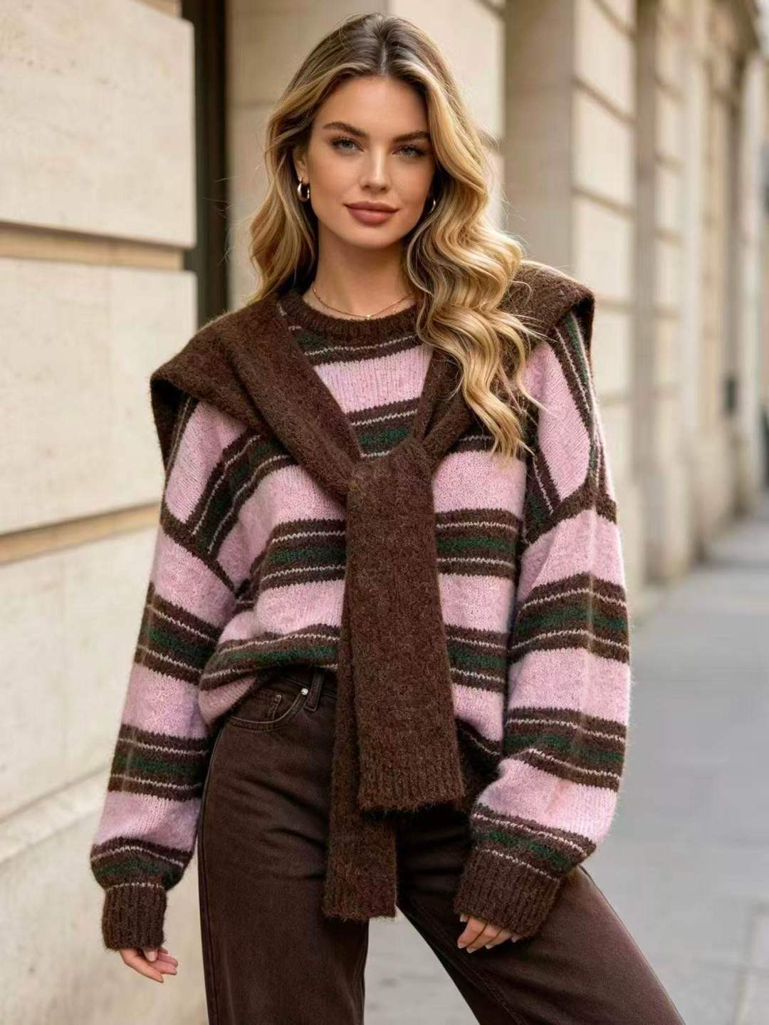 Oversized svetr s pruhy
