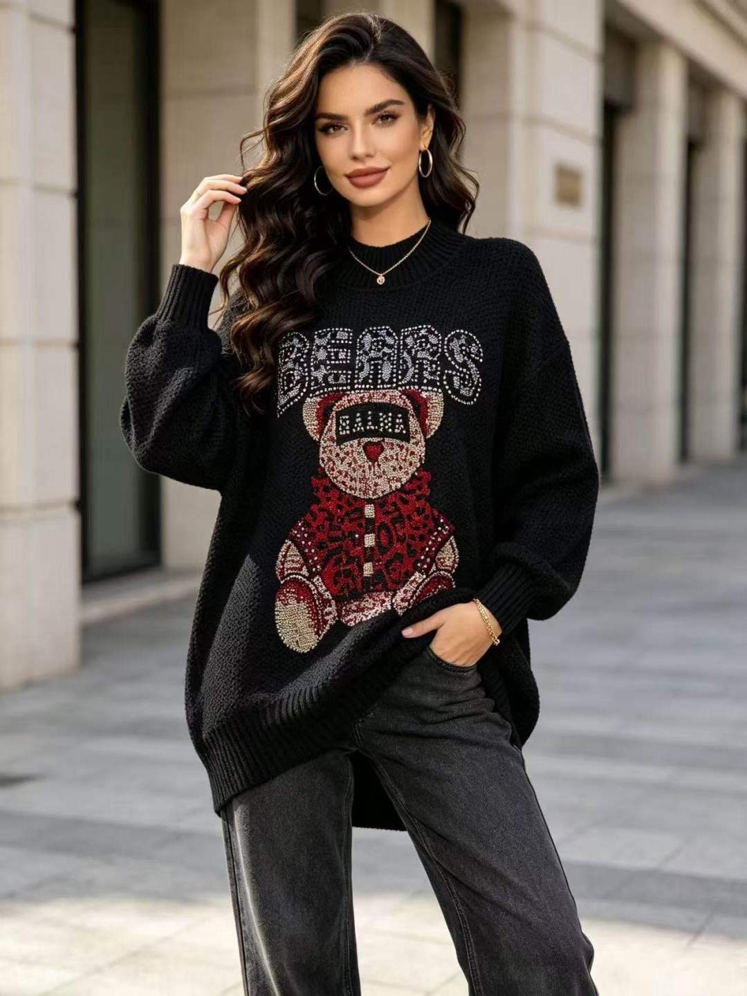 Oversize svetr s flitry