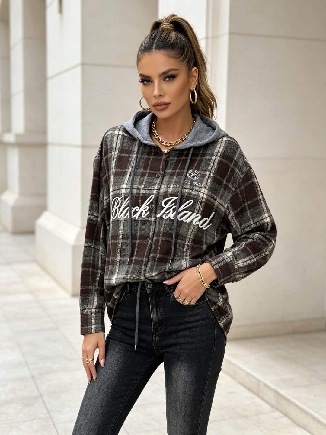 Oversize bunda s kapucí