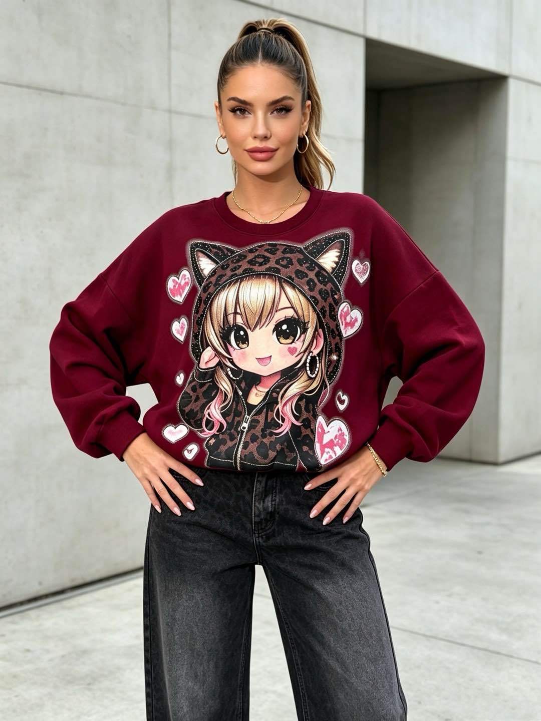 Oversize mikina s potiskem