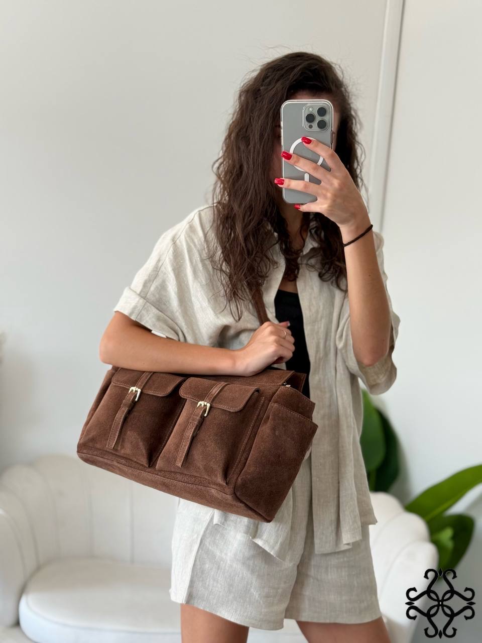 Semišová shopper taška