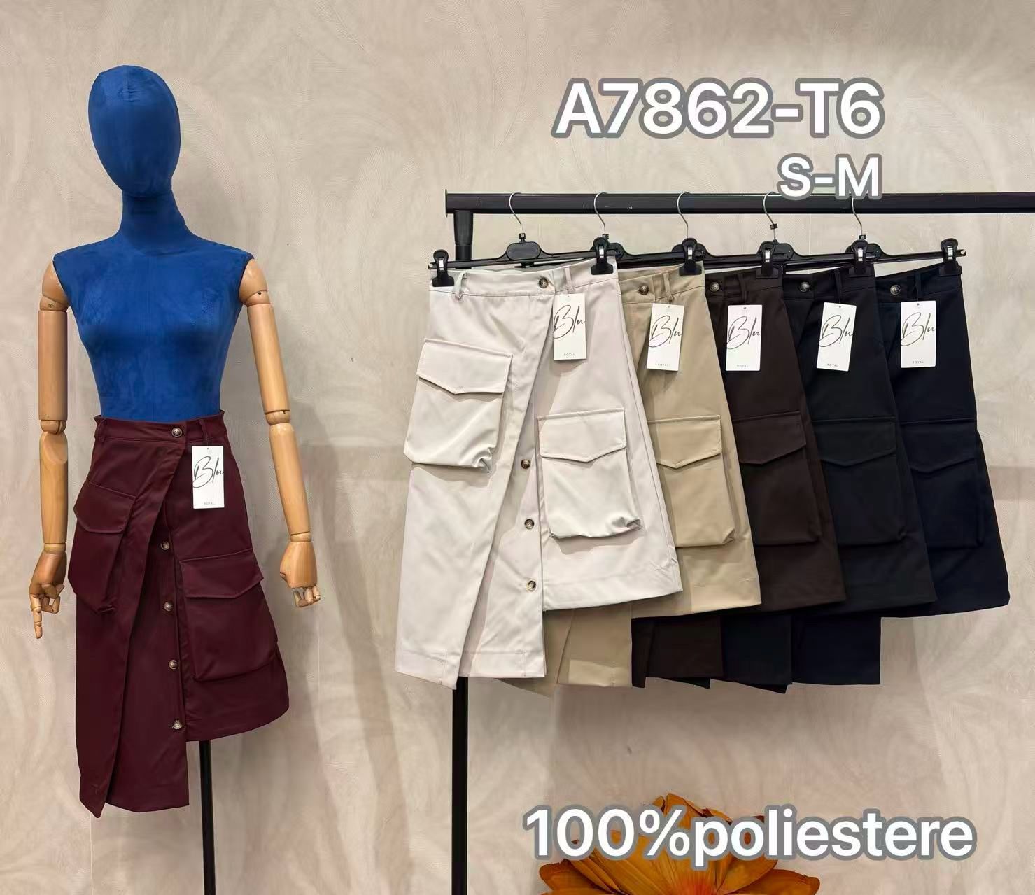 Asymetrická midi cargo sukně